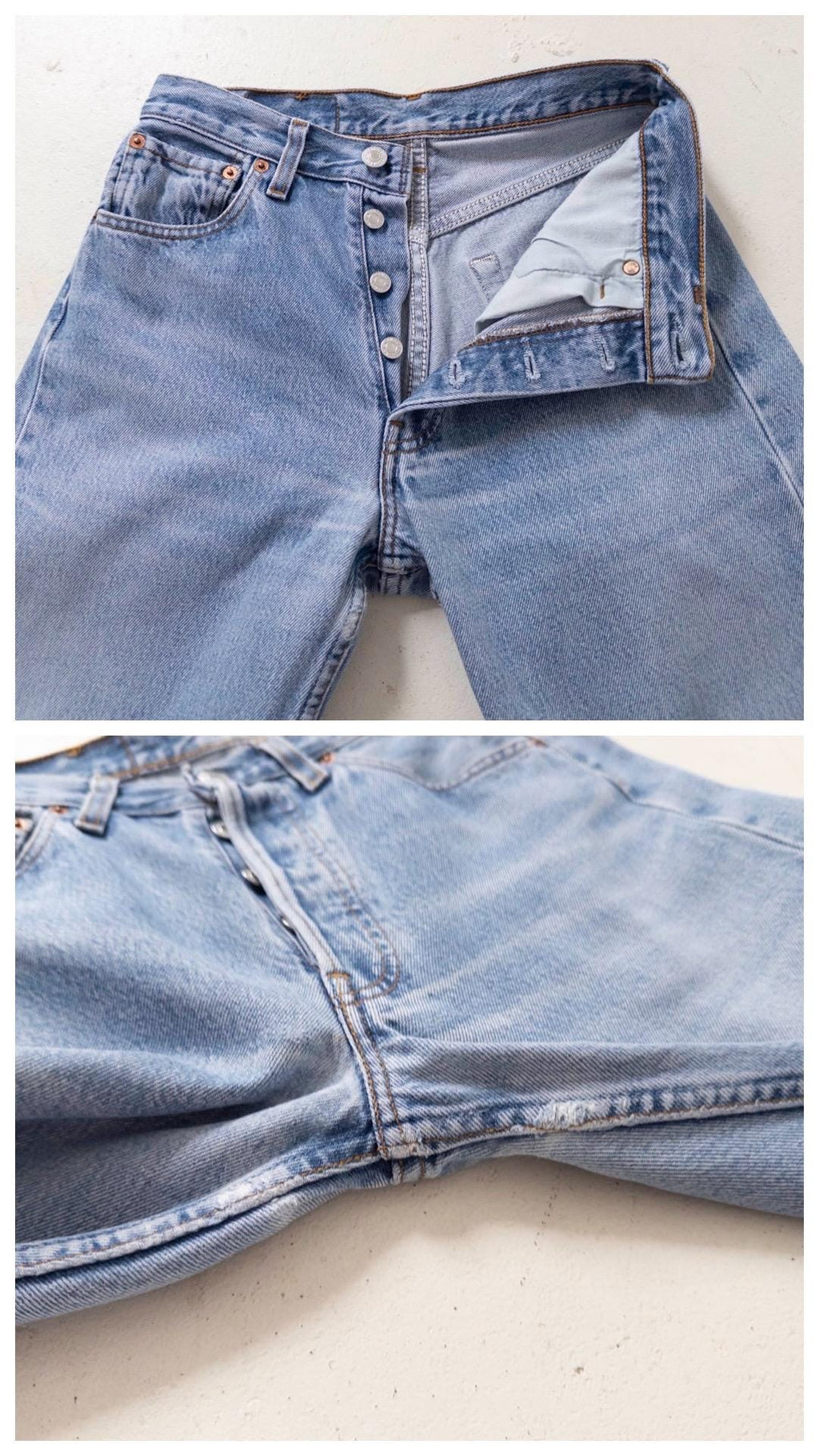 Vintage Levis 501 W26 L30 | 2002 Made in Poland | Button Fly 00s Vintage | Lightblue Mid Waist Jeans Damen Denim