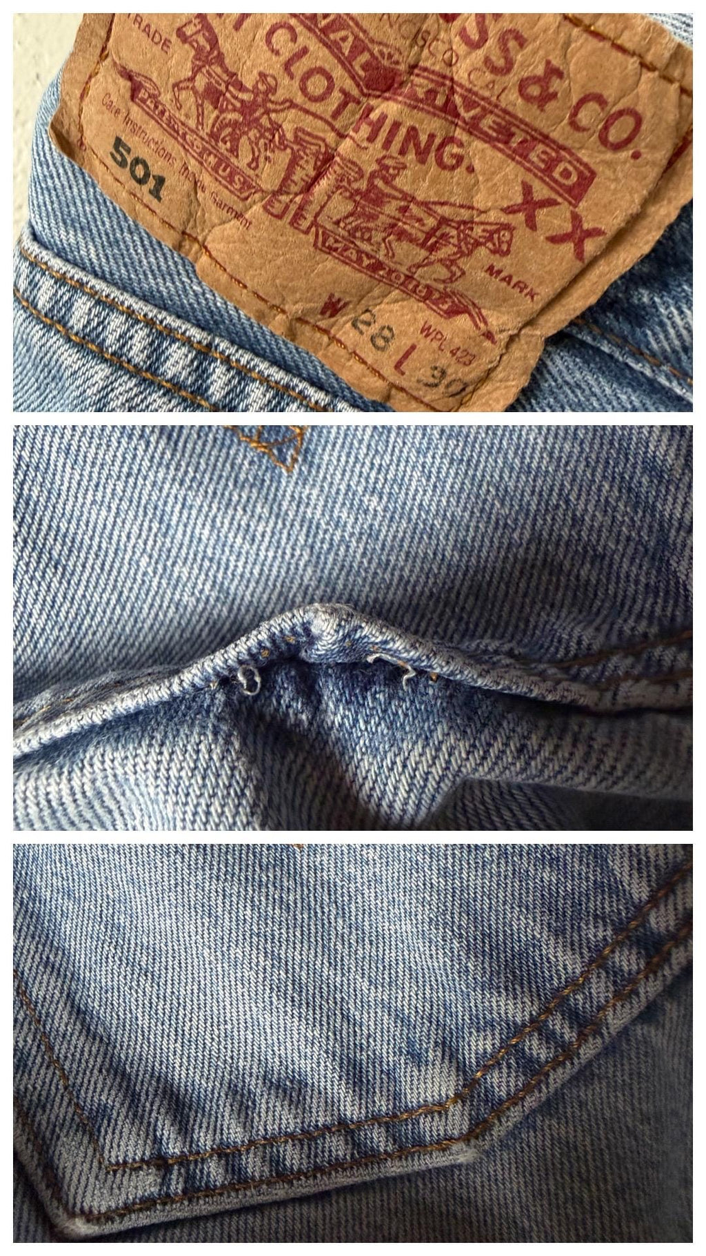 Vintage Levis 501 W26 L30 | 2002 Made in Poland | Button Fly 00s Vintage | Lightblue Mid Waist Jeans Damen Denim