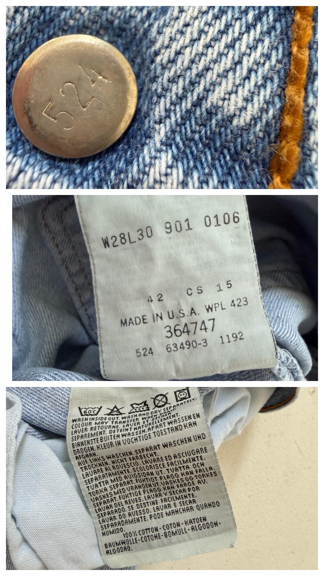 Vintage Levis 901 Jeans Damen W25 W26 | Light Blue Distressed Denim | 90s High Waist | Made in USA | Ripped & Frayed