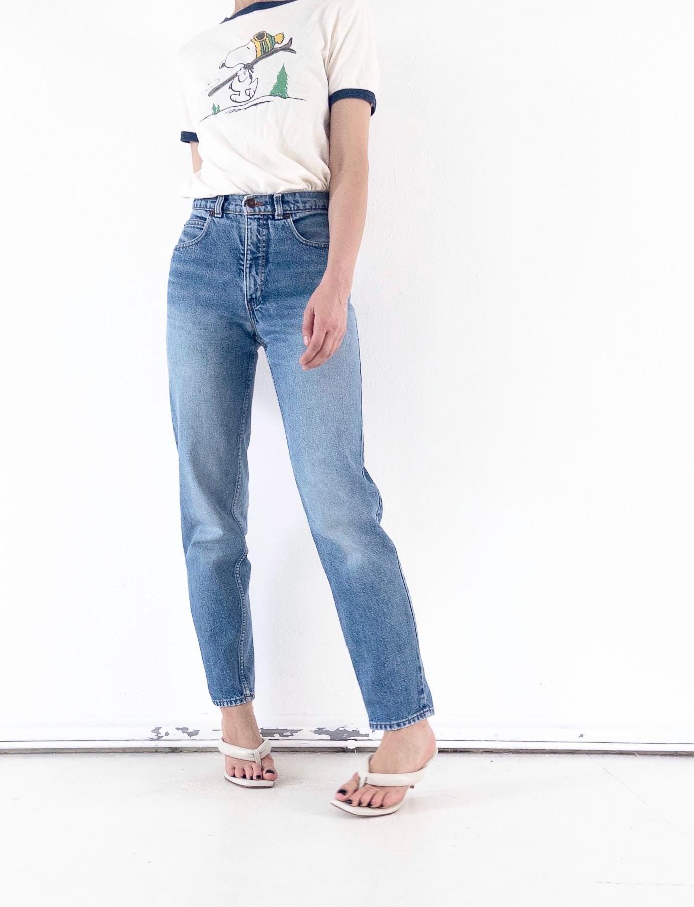 Vintage Levis 416 Jeans Damen W26 | 80s High Waist Denim | Made in Belgium | Orange Tab | Straight Leg | Light Distressed
