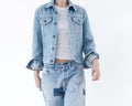 Vintage Levis Orange Tab Jeansjacke 70s 80s | Faded Blue Trucker Jacket Gr S | No Hand Pockets