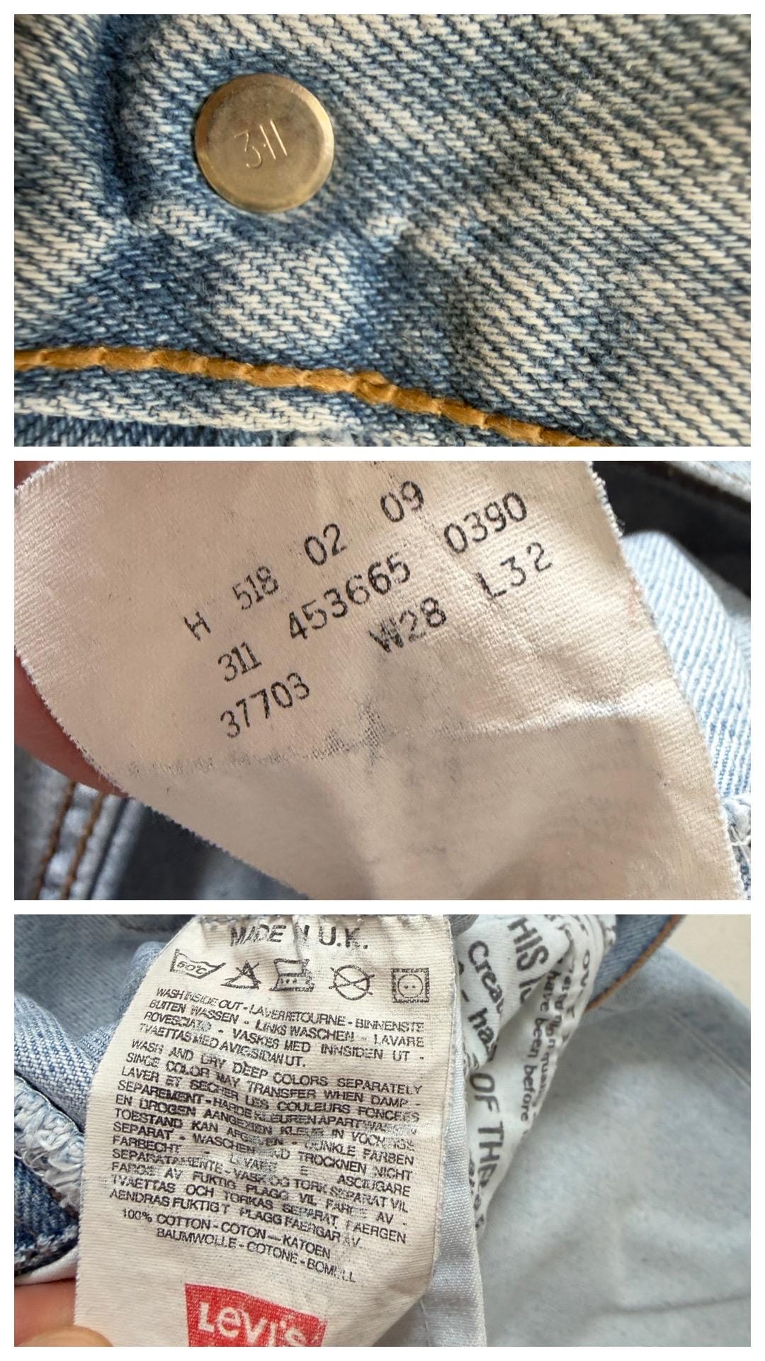 W27 L32 Levis 518 90s Vintage Made in UK