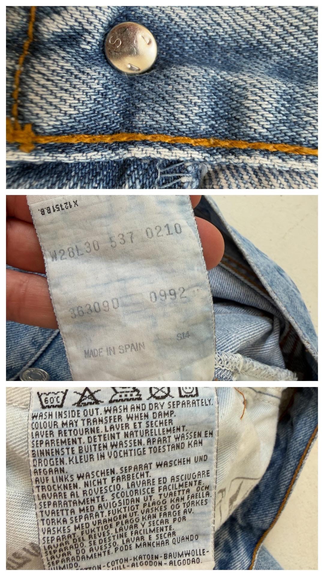 W26 L30 Levis 537 90s Vintage Made in Spain