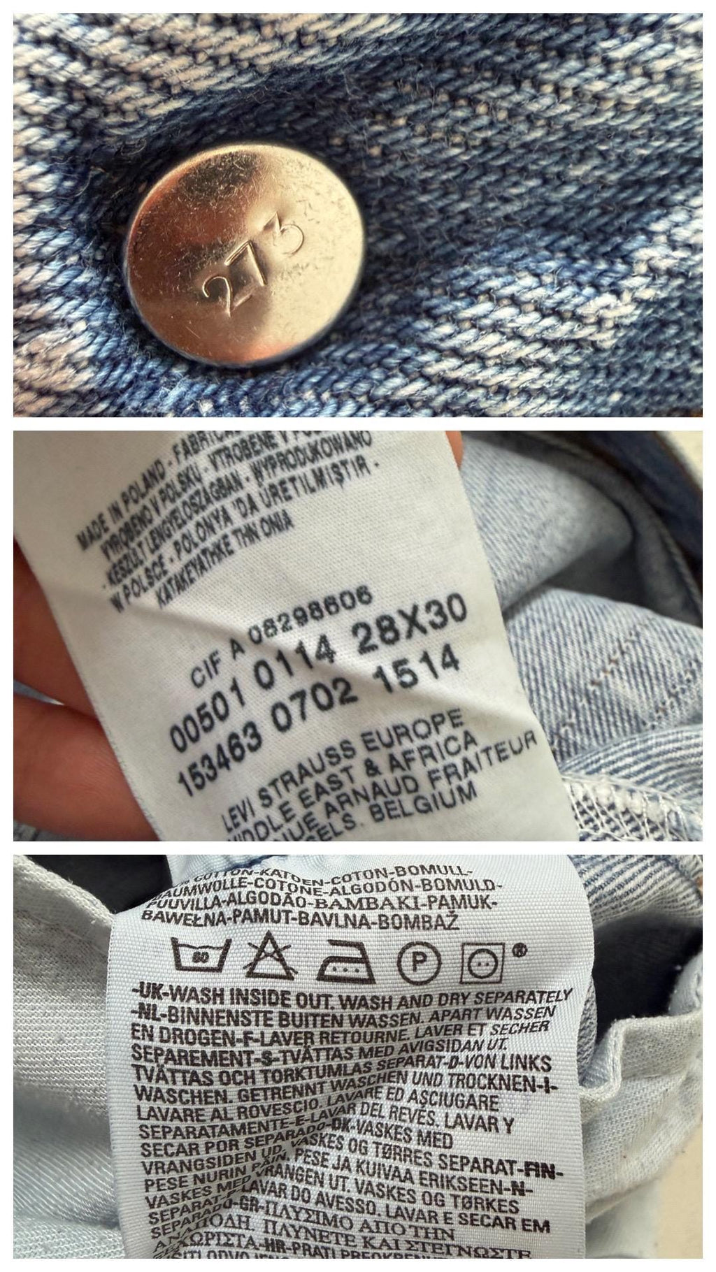 Vintage Levis 501 W26 L30 | 2002 Made in Poland | Button Fly 00s Vintage | Lightblue Mid Waist Jeans Damen Denim