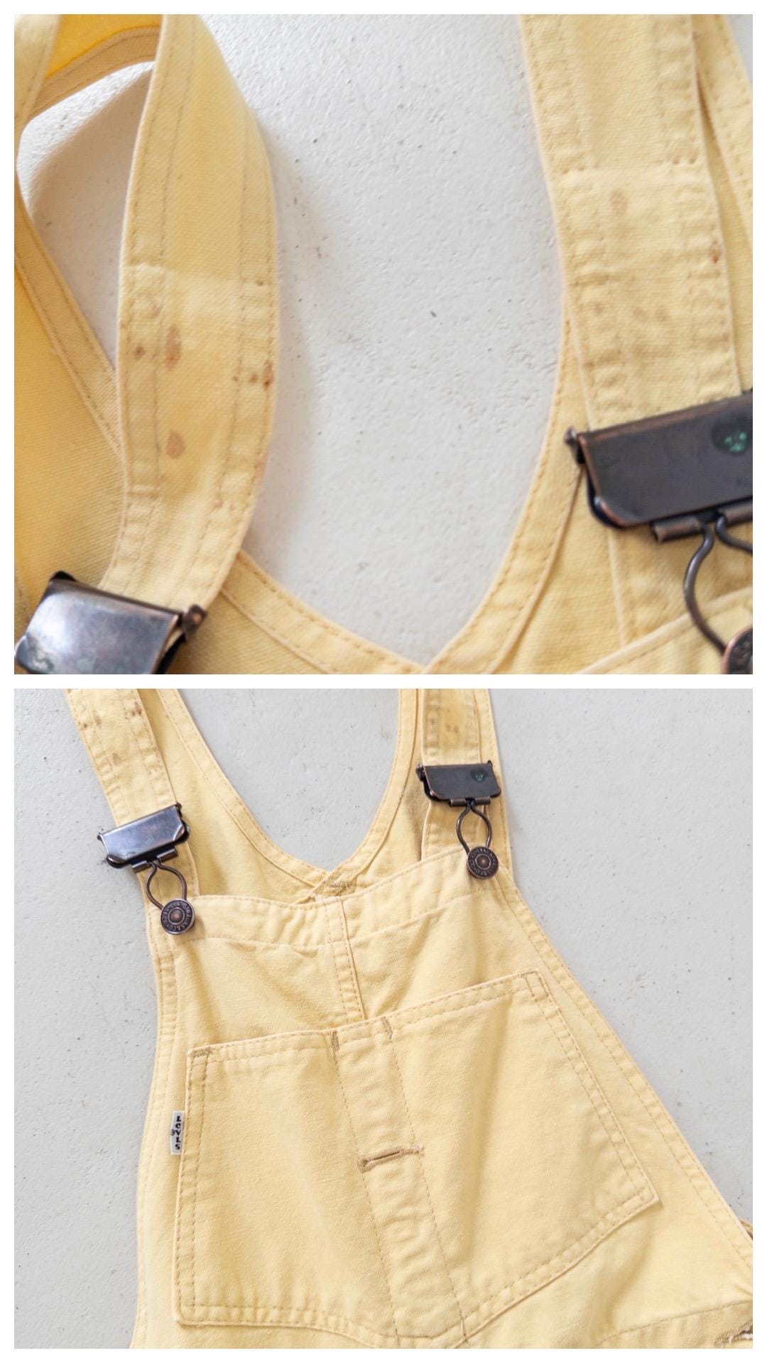 Vintage Levis Latzhose 1979 Made in UK XS W25 | Carpenter Dungarees | White Tab Overall Workwear | 70s Yellow Denim