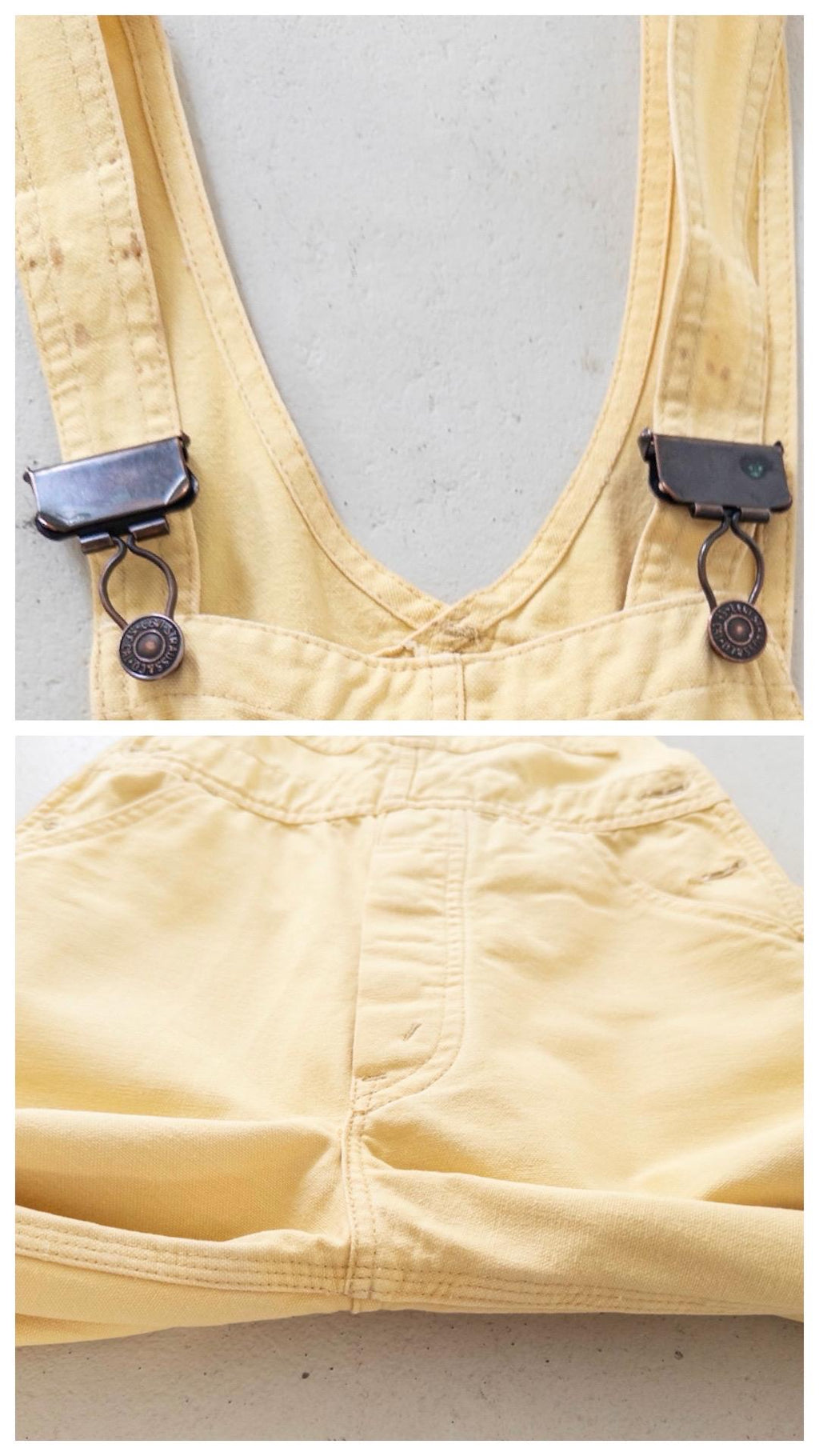 Vintage Levis Latzhose 1979 Made in UK XS W25 | Carpenter Dungarees | White Tab Overall Workwear | 70s Yellow Denim