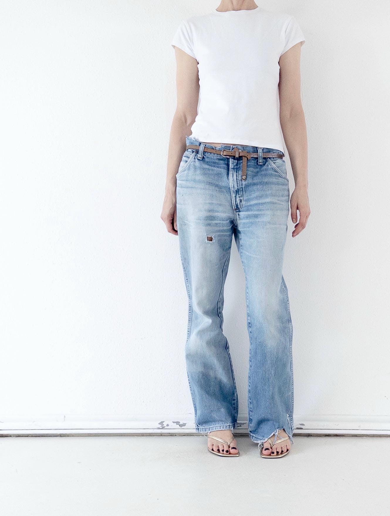 Vintage Wrangler Jeans 80s W33 L32 | Distressed Denim Straight Leg | Made in Europe