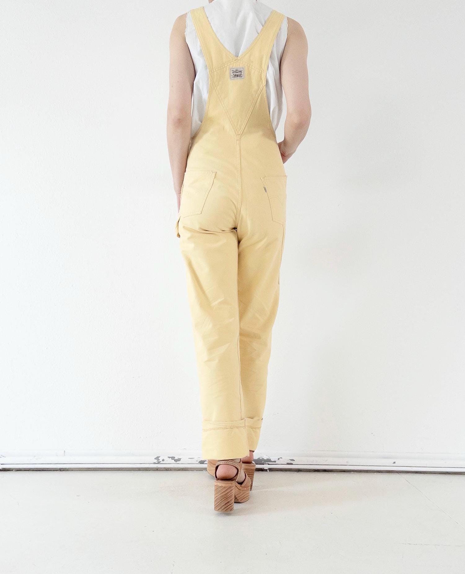 Vintage Levis Latzhose 1979 Made in UK XS W25 | Carpenter Dungarees | White Tab Overall Workwear | 70s Yellow Denim