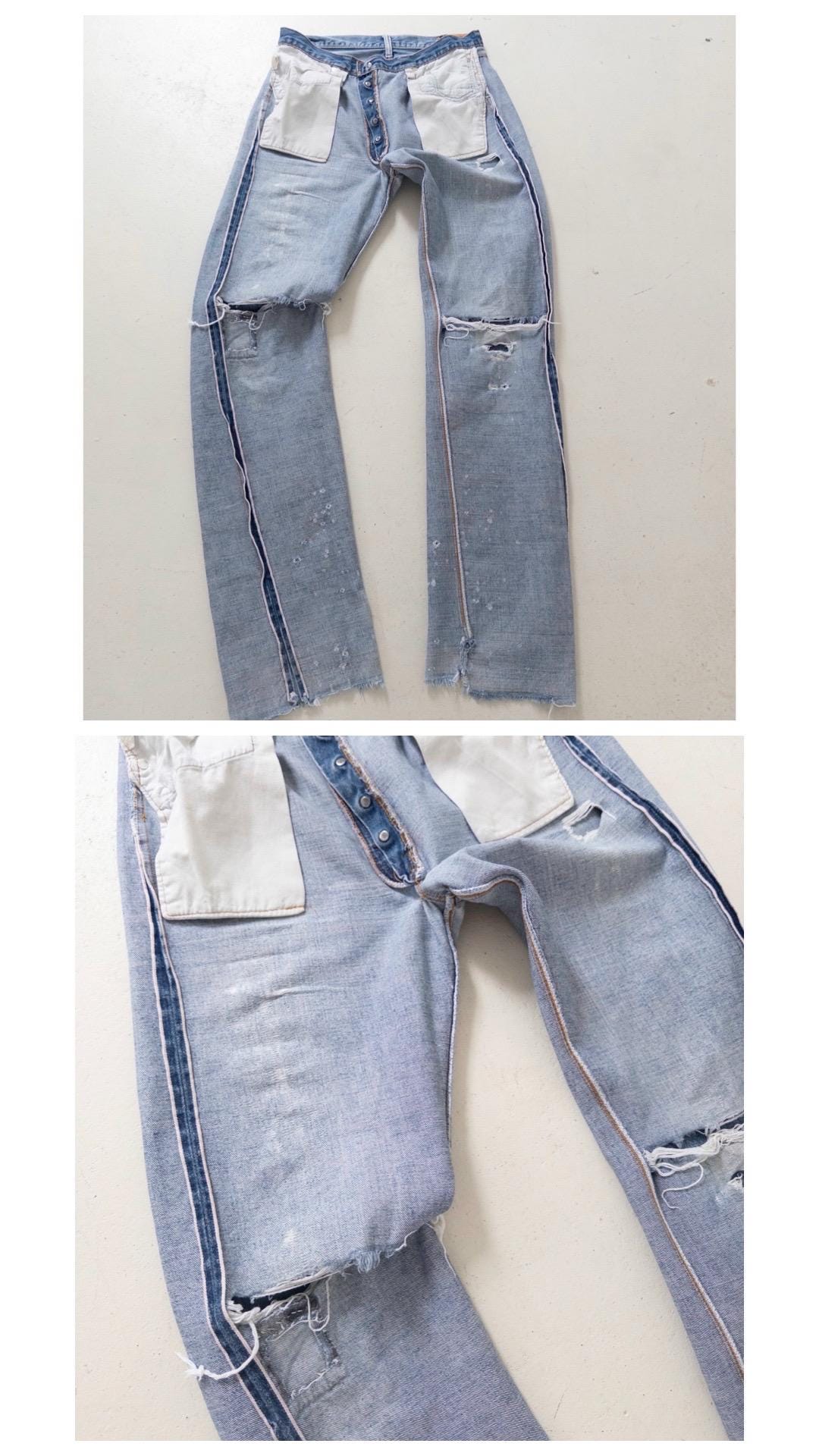 Vintage Levis 501 Selvedge Redline W33 L38 | 1978 Made in USA | Patched Distressed Jeans | Single Stitch, Button 6 | 70s Collectible Denim