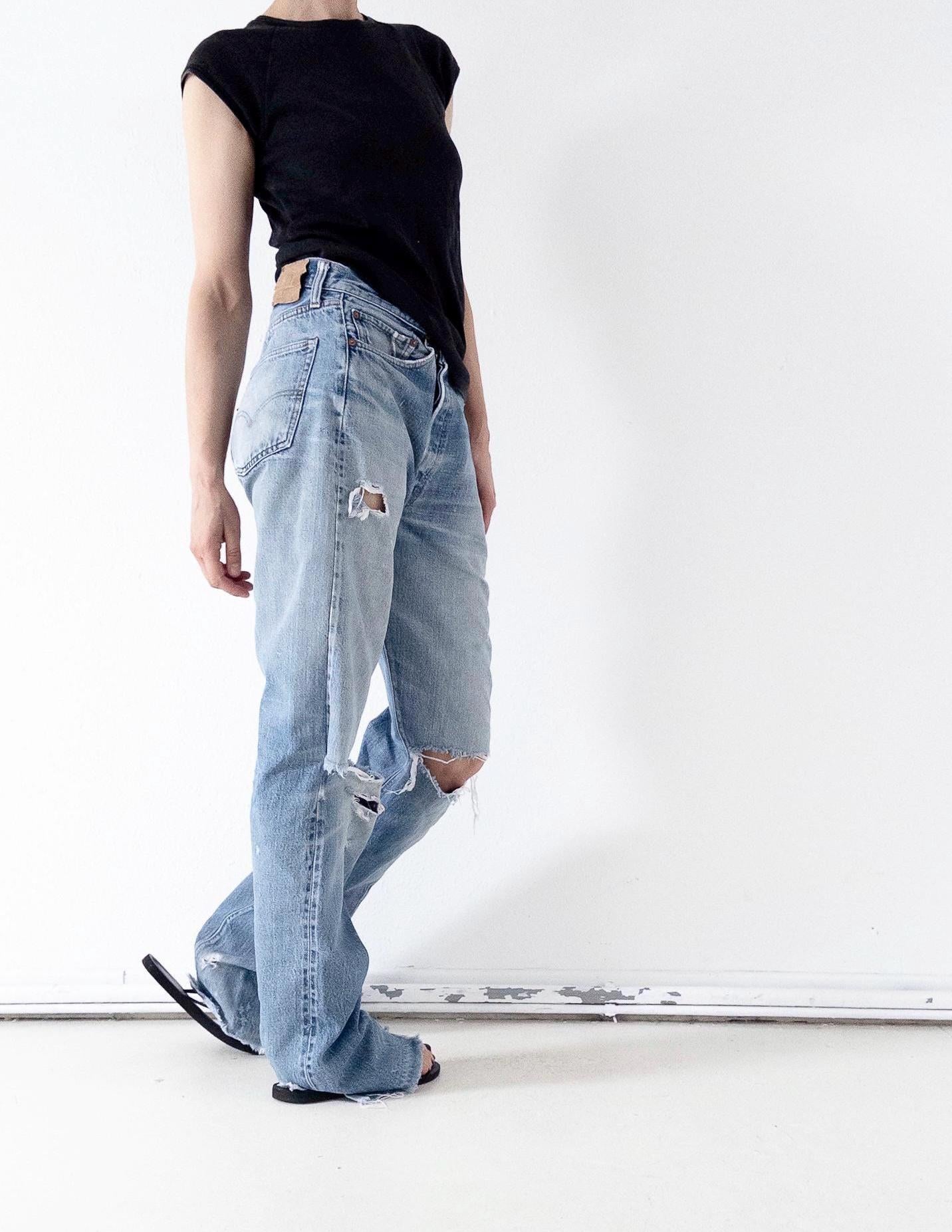 Vintage Levis 501 Selvedge Redline W33 L38 | 1978 Made in USA | Patched Distressed Jeans | Single Stitch, Button 6 | 70s Collectible Denim