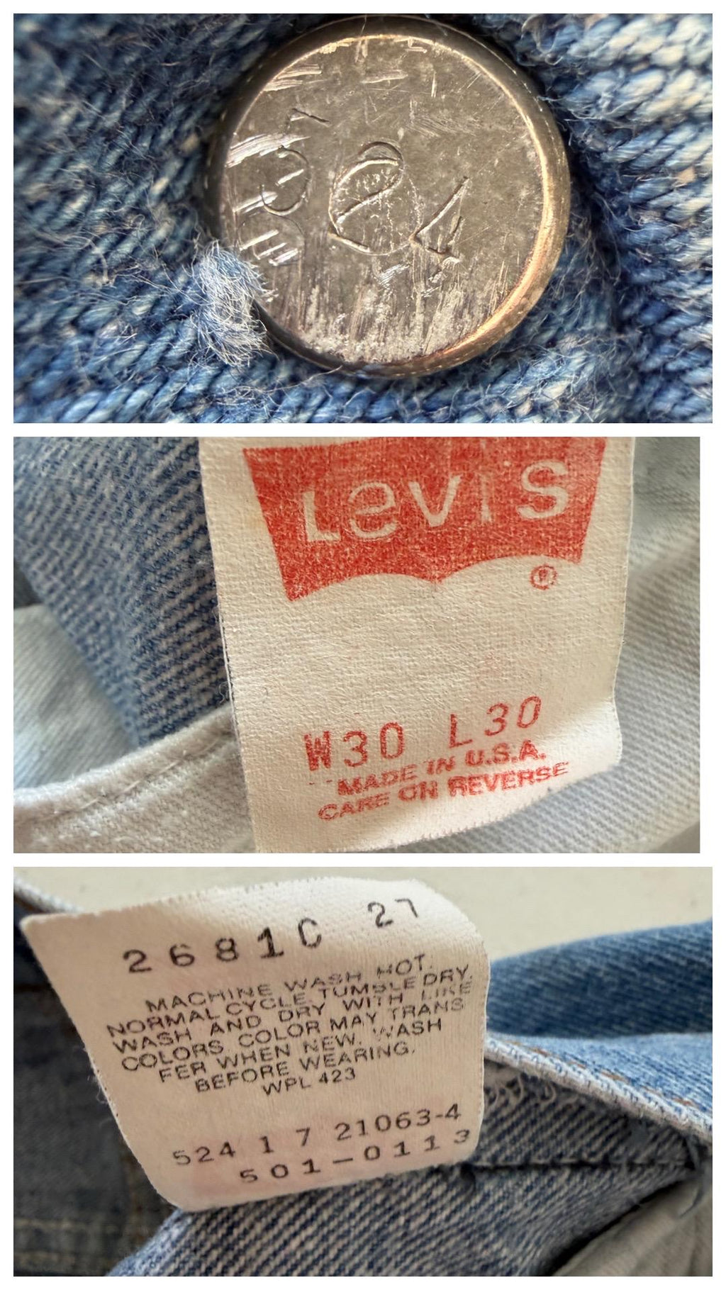 Vintage Levis 501 Cutoff Shorts 1987 USA | Red Tab | Button Fly | W27 | 80s