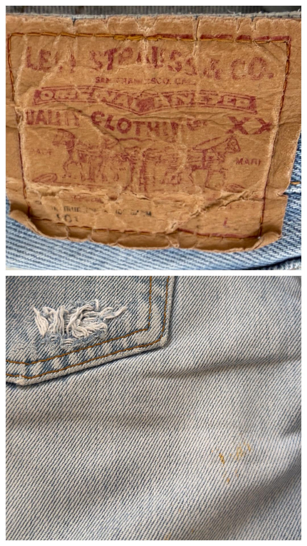 Vintage Levis 901 Jeans Damen W25 W26 | Light Blue Distressed Denim | 90s High Waist | Made in USA | Ripped & Frayed