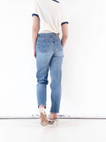 Vintage Levis 416 Jeans Damen W26 | 80s High Waist Denim | Made in Belgium | Orange Tab | Straight Leg | Light Distressed