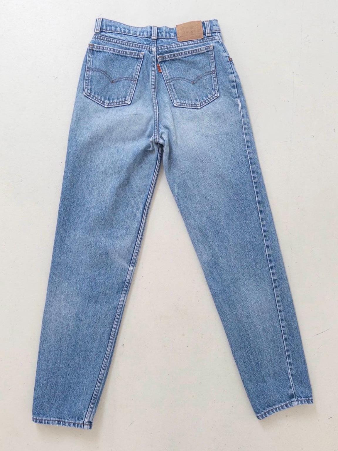 Vintage Levis 416 Jeans Damen W26 | 80s High Waist Denim | Made in Belgium | Orange Tab | Straight Leg | Light Distressed