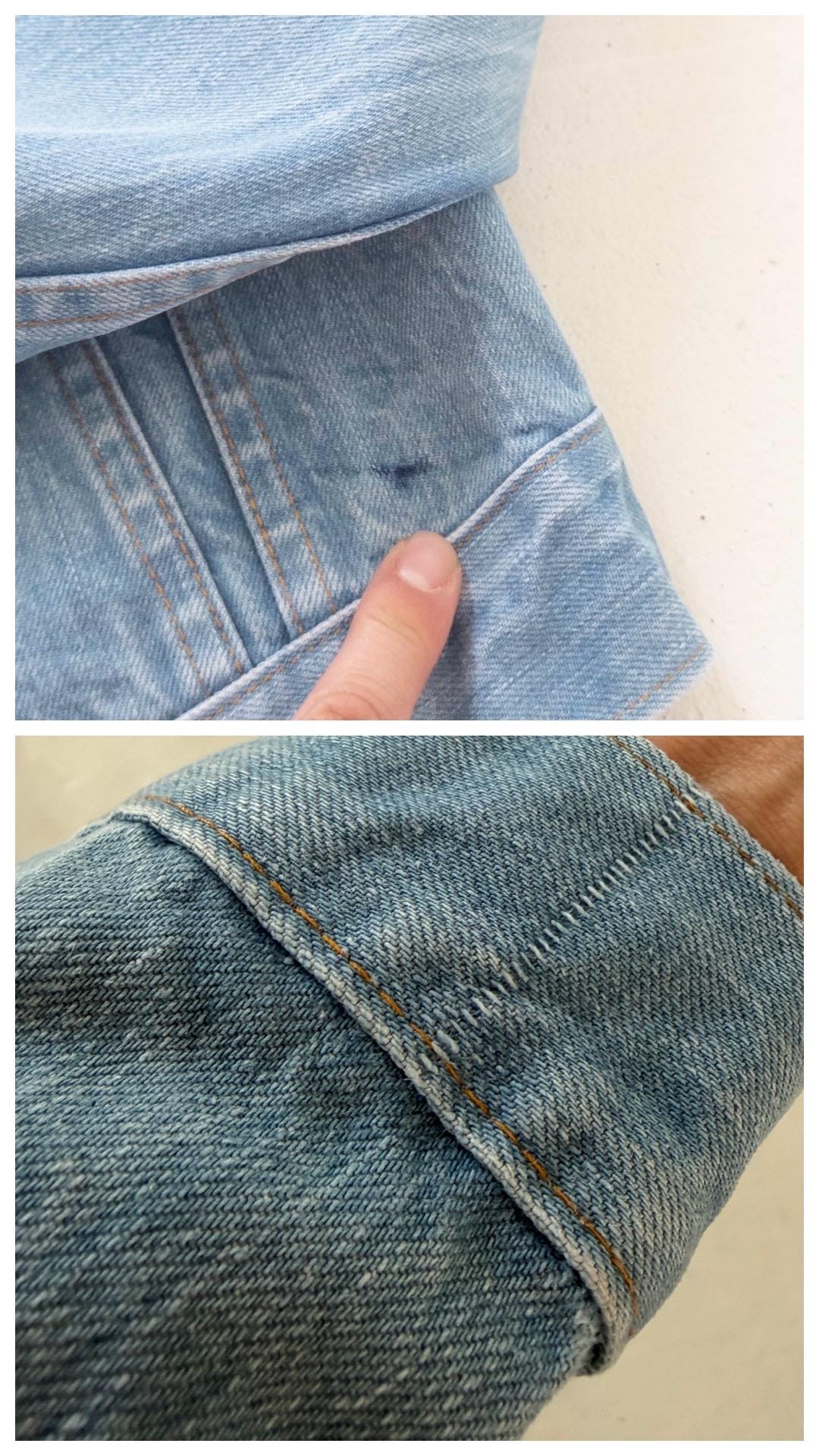 Vintage Levis Orange Tab Jeansjacke 70s 80s | Faded Blue Trucker Jacket Gr S | No Hand Pockets
