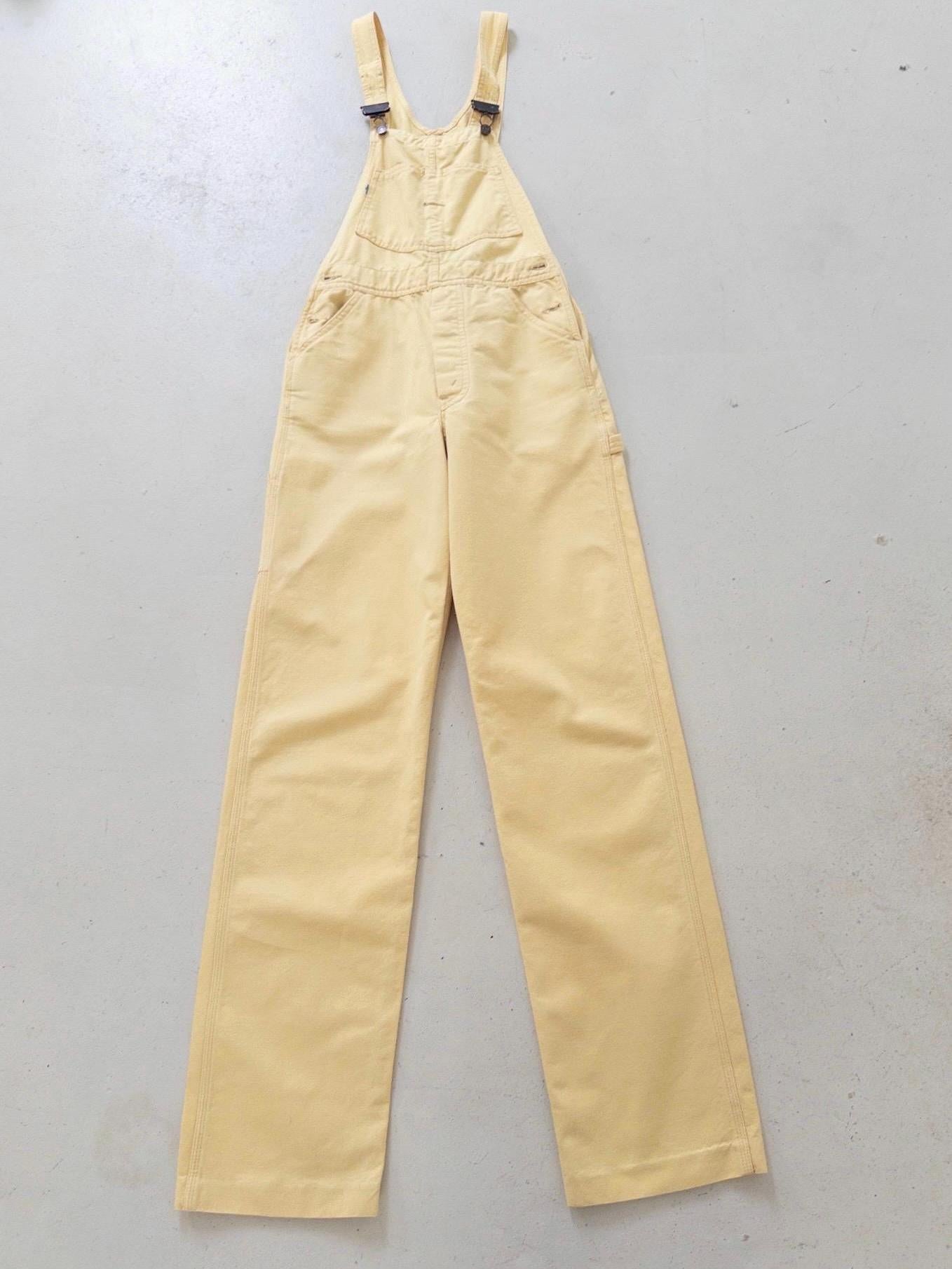 Vintage Levis Latzhose 1979 Made in UK XS W25 | Carpenter Dungarees | White Tab Overall Workwear | 70s Yellow Denim