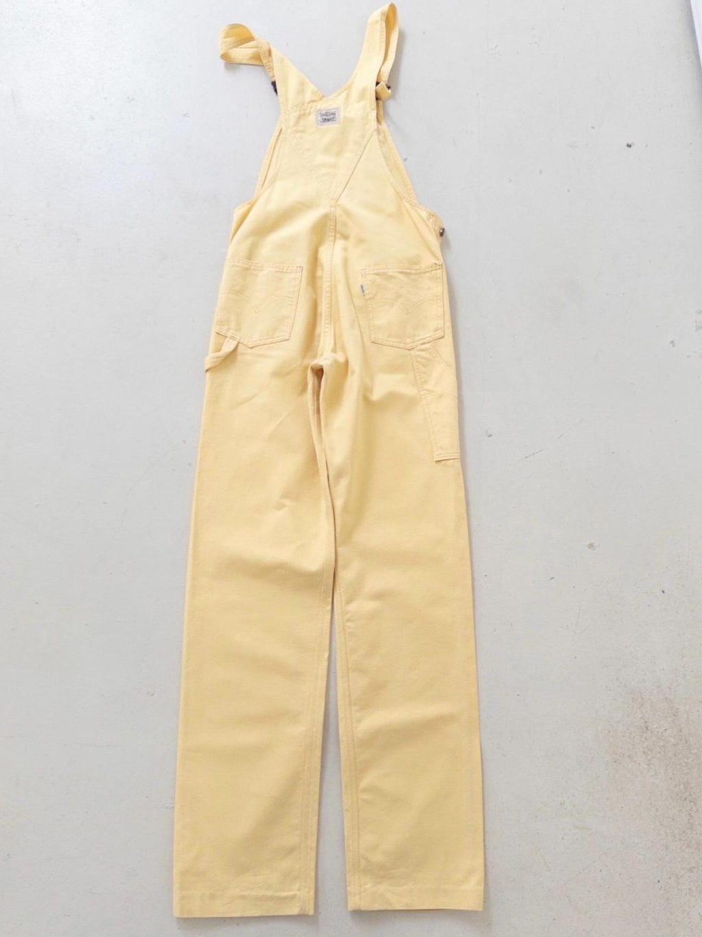 Vintage Levis Latzhose 1979 Made in UK XS W25 | Carpenter Dungarees | White Tab Overall Workwear | 70s Yellow Denim