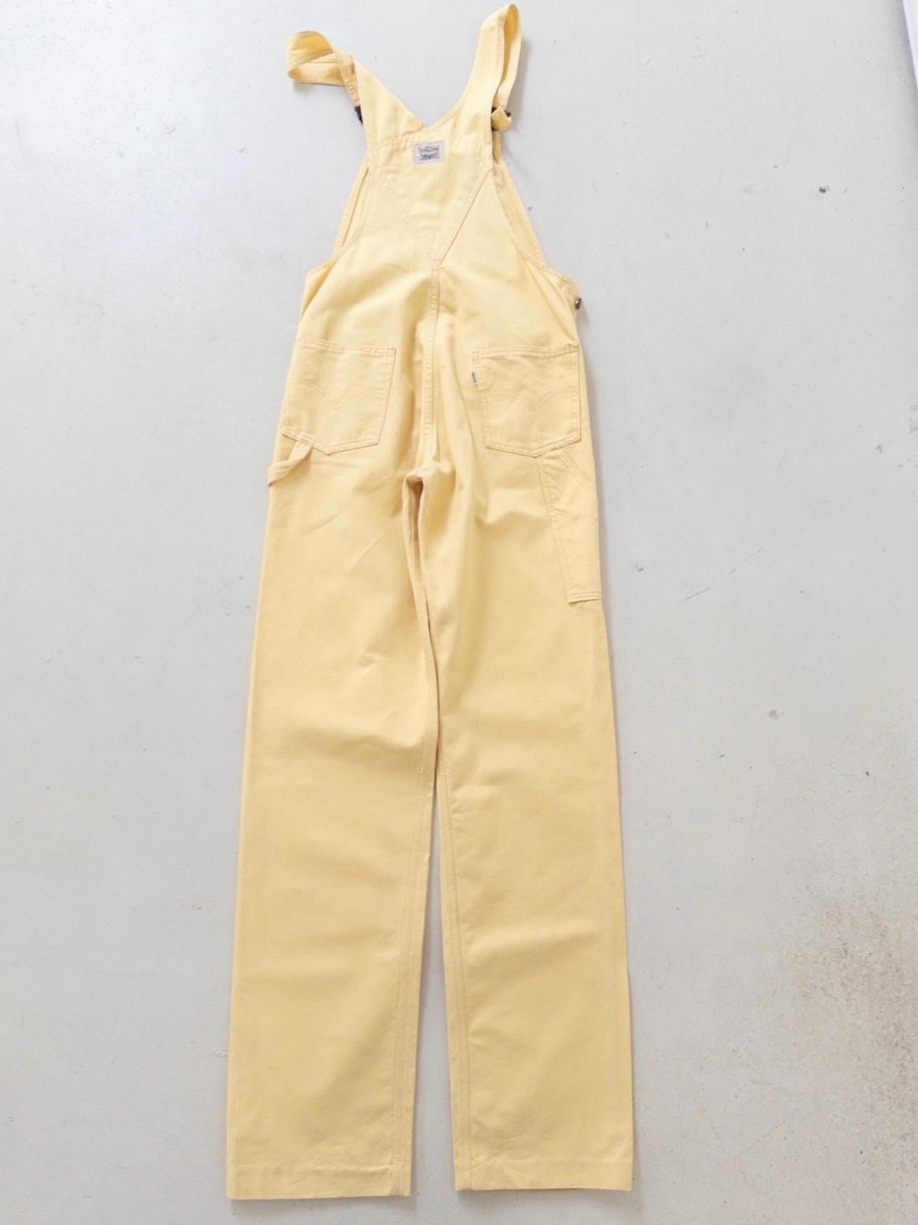 Vintage Levis Latzhose 1979 Made in UK XS W25 | Carpenter Dungarees | White Tab Overall Workwear | 70s Yellow Denim