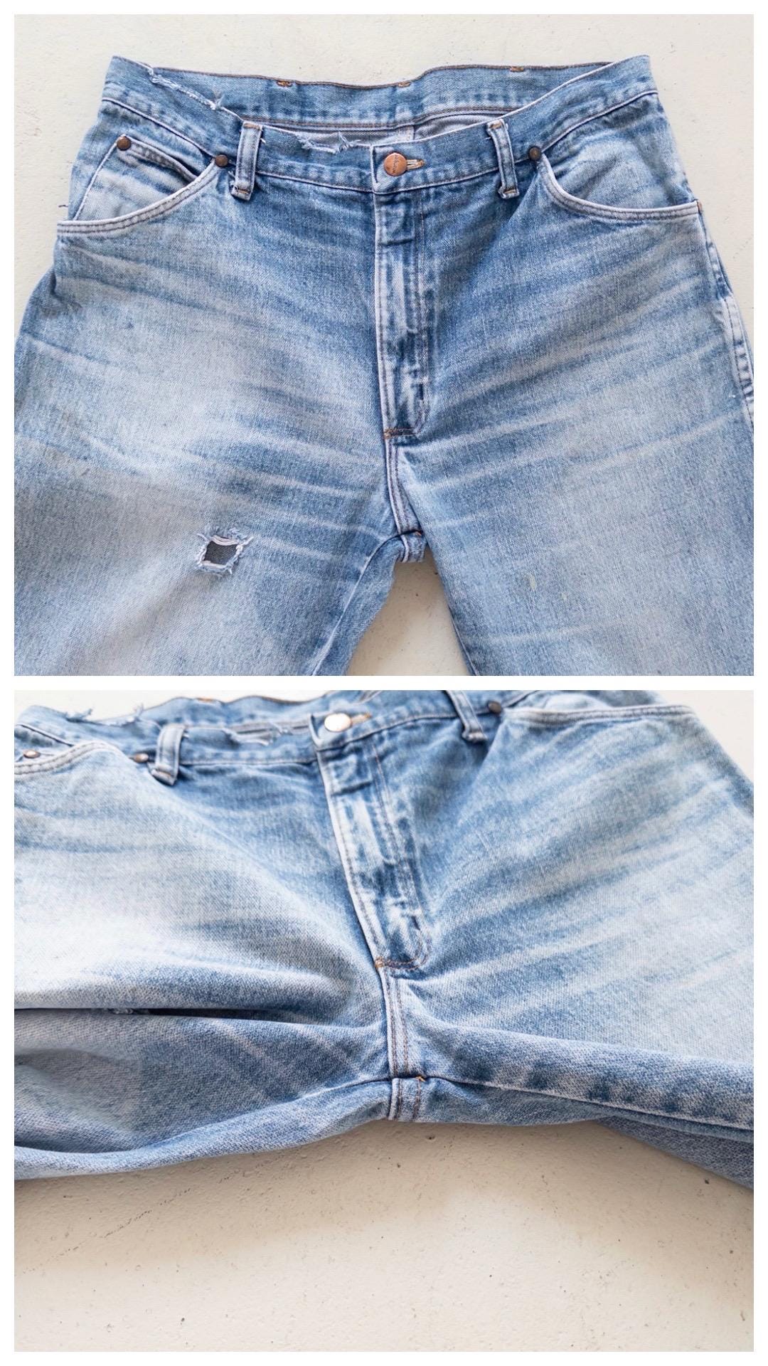 Vintage Wrangler Jeans 80s W33 L32 | Distressed Denim Straight Leg | Made in Europe