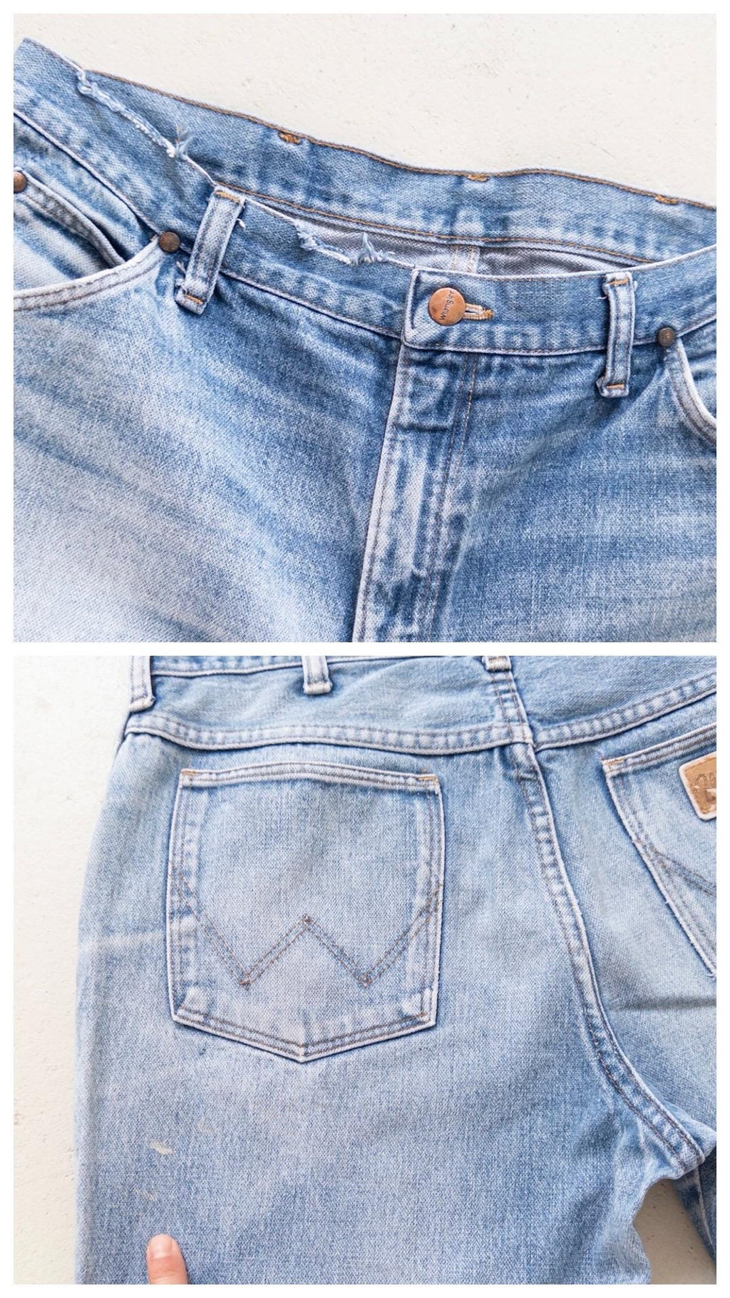 Vintage Wrangler Jeans 80s W33 L32 | Distressed Denim Straight Leg | Made in Europe