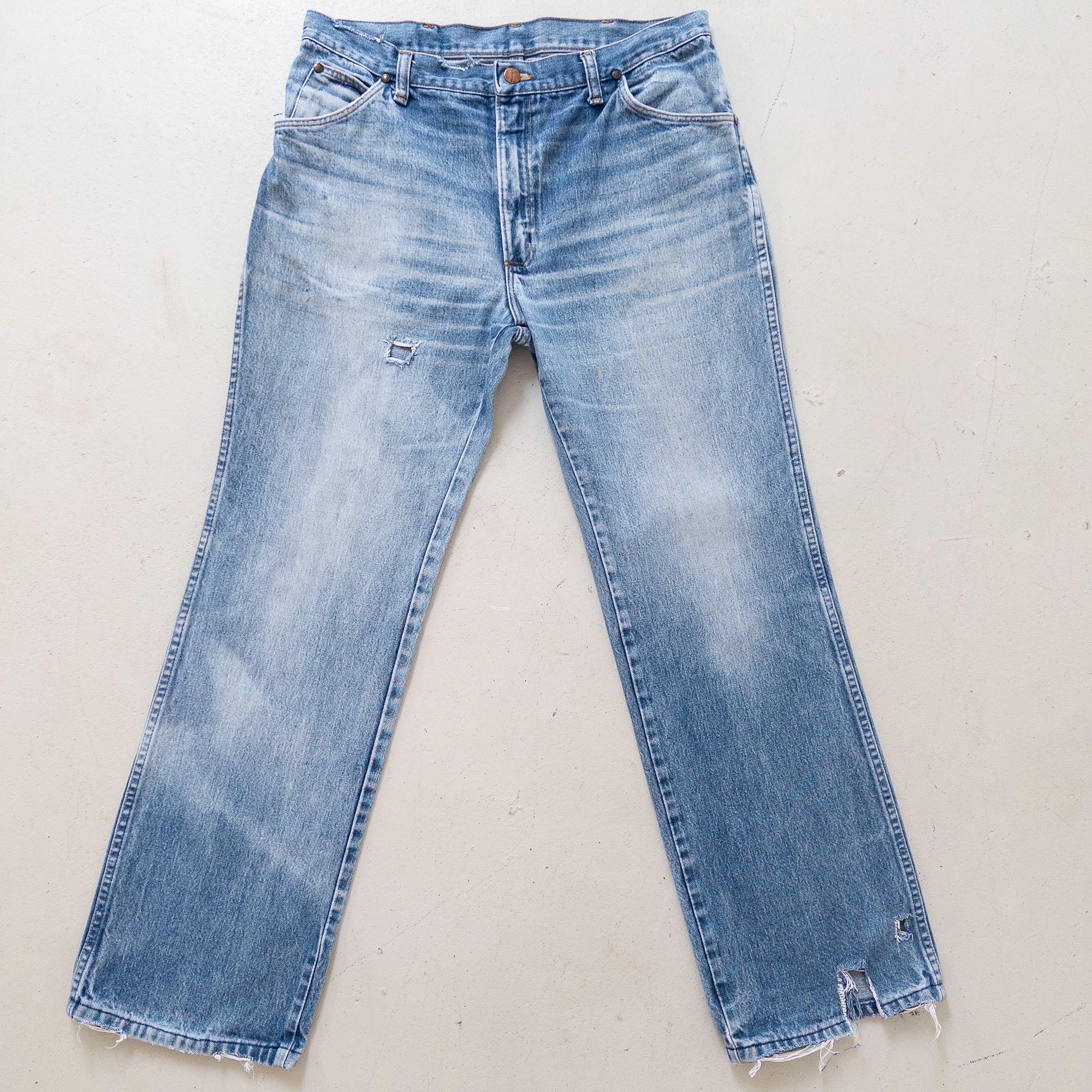 Vintage Wrangler Jeans 80s W33 L32 | Distressed Denim Straight Leg | Made in Europe