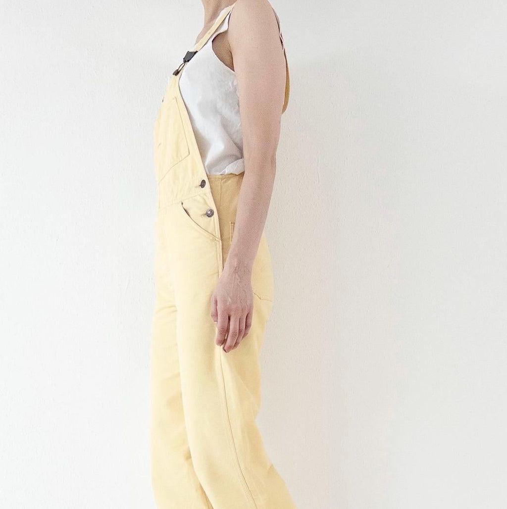 Vintage Levis Latzhose 1979 Made in UK XS W25 | Carpenter Dungarees | White Tab Overall Workwear | 70s Yellow Denim