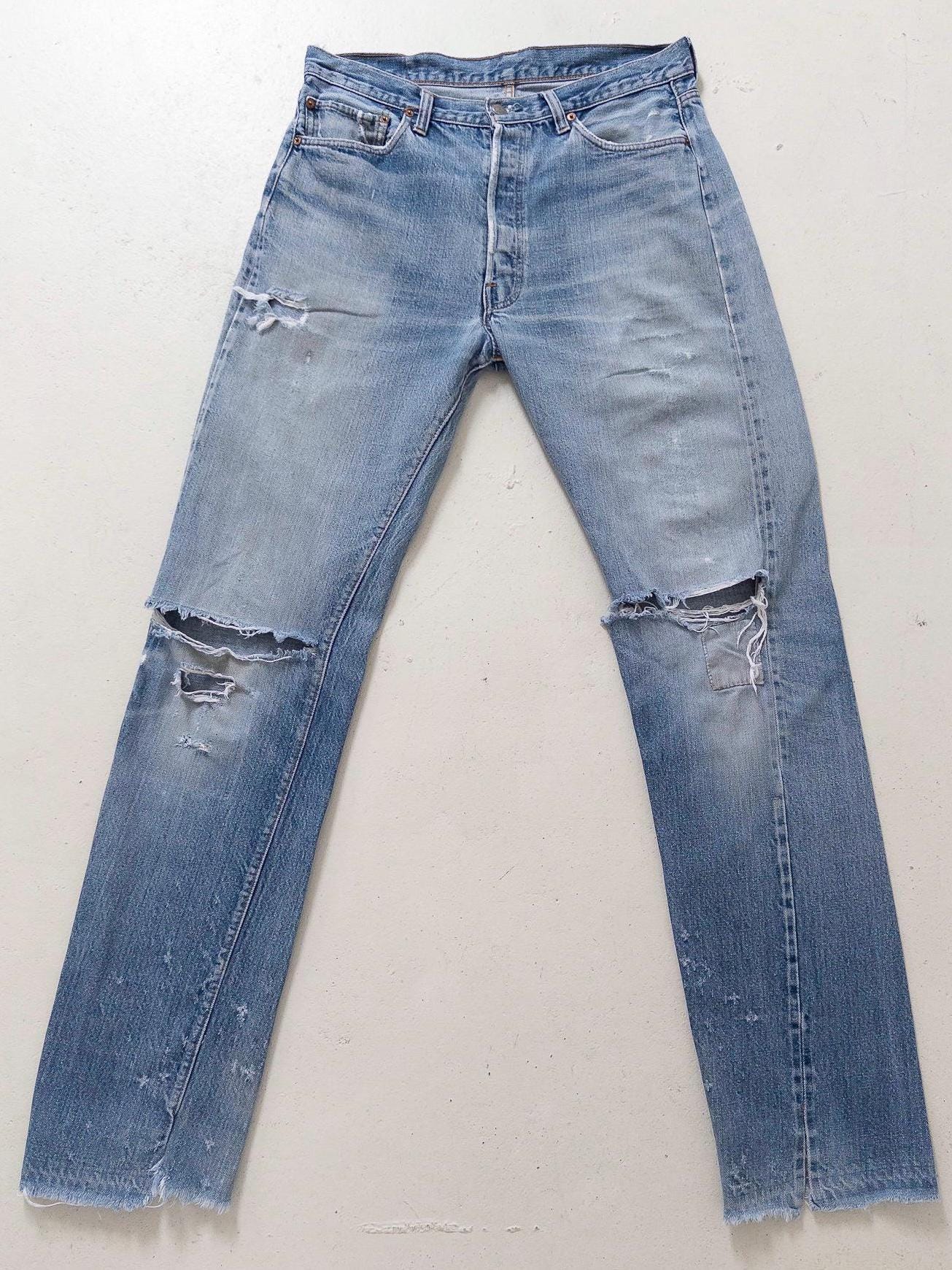 Vintage Levis 501 Selvedge Redline W33 L38 | 1978 Made in USA | Patched Distressed Jeans | Single Stitch, Button 6 | 70s Collectible Denim