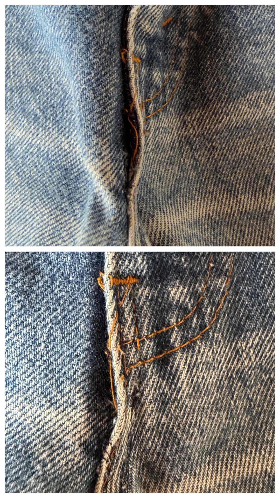 Detailaufnahme der offenen Naht unter dem Talon 42 Zip Fly