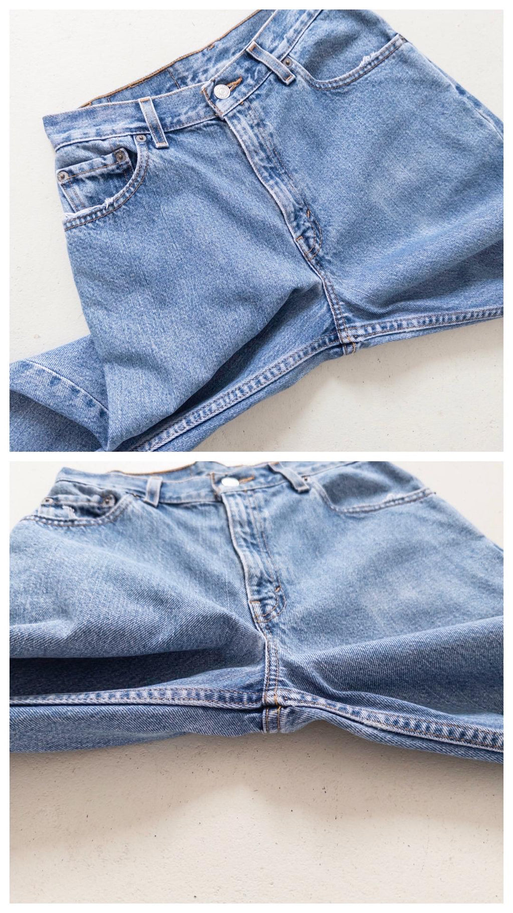 Levis 550 Jeans W26 L34 90s Vintage Made in Belgium Light Wash High Waist Orange Tab
