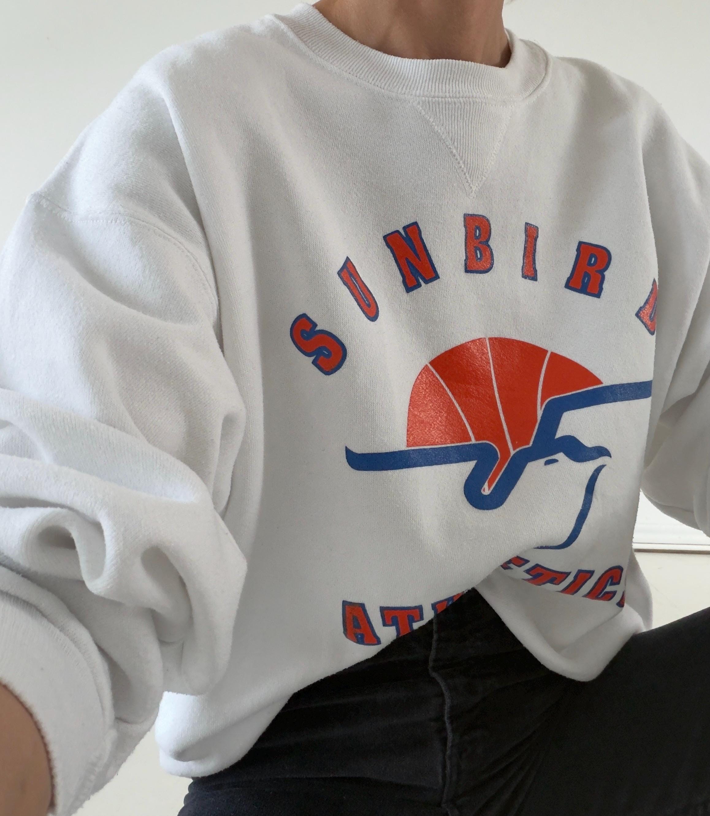 Hanes Sweatshirt 80s 90s Vintage Sunbird Athletics XL Made in USA Sweater Off White Crewneck Campus Sportswear