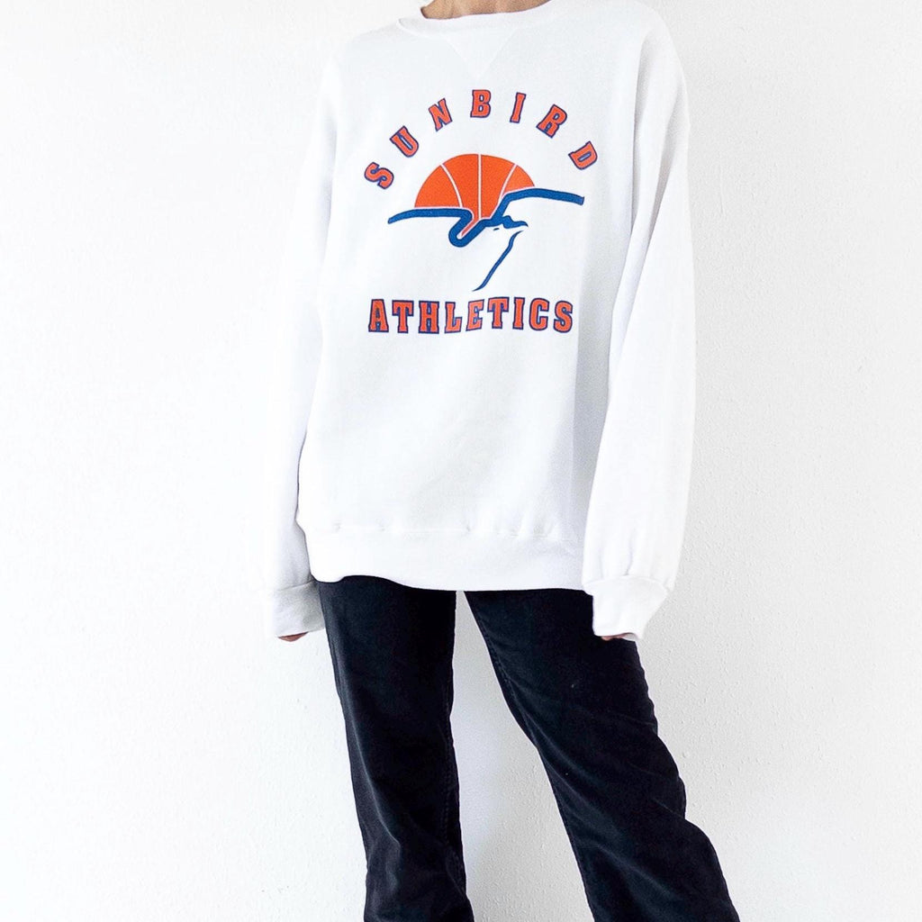 Hanes Sweatshirt 80s 90s Vintage Sunbird Athletics XL Made in USA Sweater Off White Crewneck Campus Sportswear