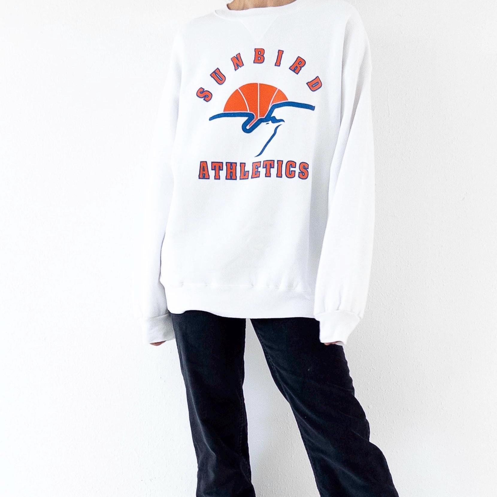 Hanes Sweatshirt 80s 90s Vintage Sunbird Athletics XL Made in USA Sweater Off White Crewneck Campus Sportswear