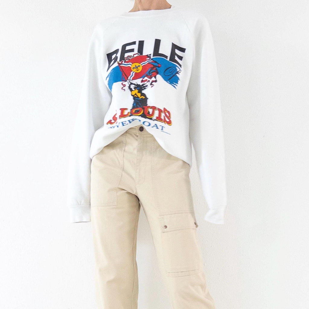 Fruit of the Loom Sweatshirt 90s Vintage L Made in USA Weißer Graphic Crewneck Sweater
