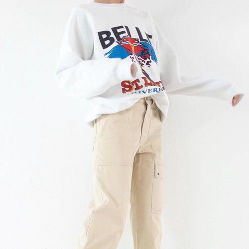 Fruit of the Loom Sweatshirt 90s Vintage L Made in USA Weißer Graphic Crewneck Sweater
