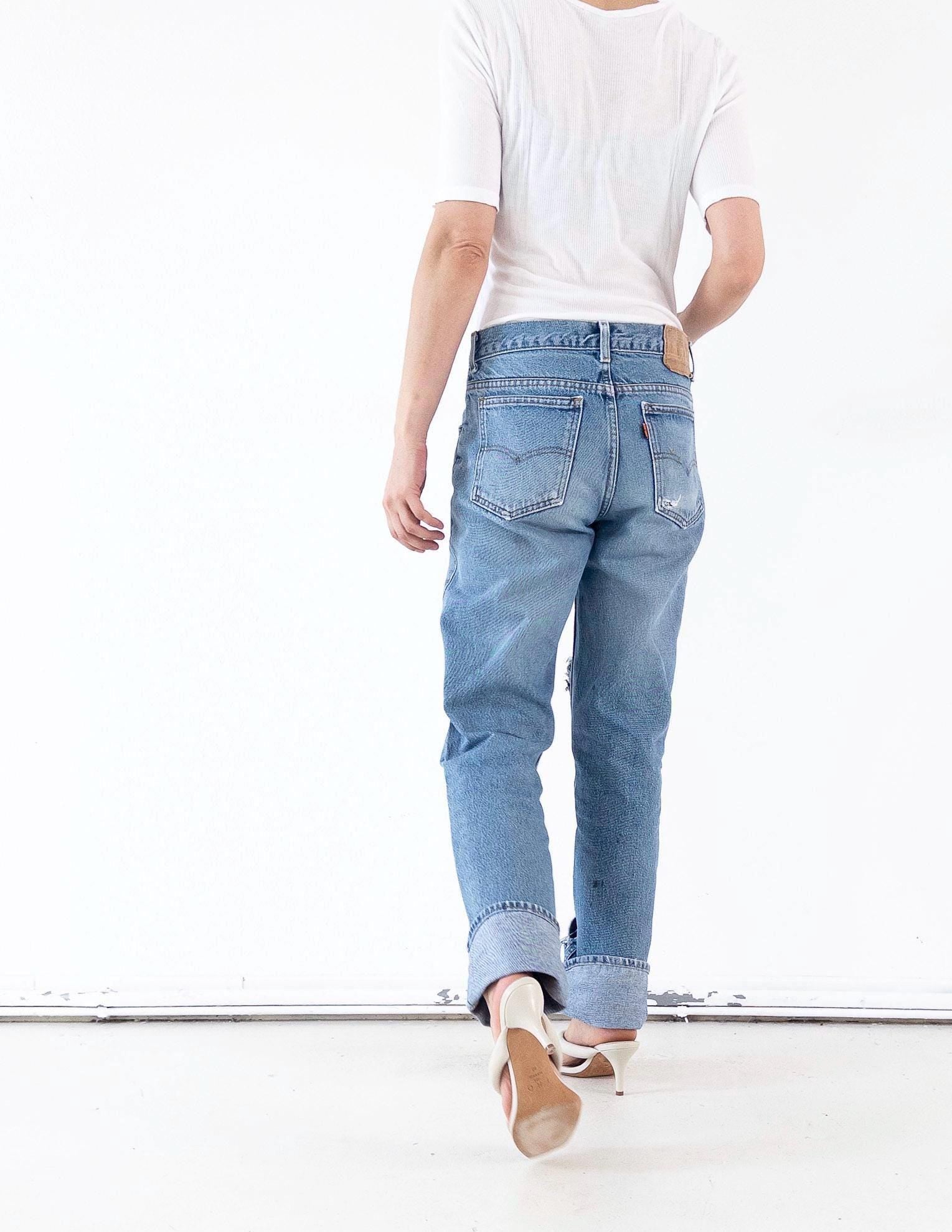 Vintage Levis Orange Tab Dad Jeans W29 W30 - 80s Made in Belgium Distressed Light Blue