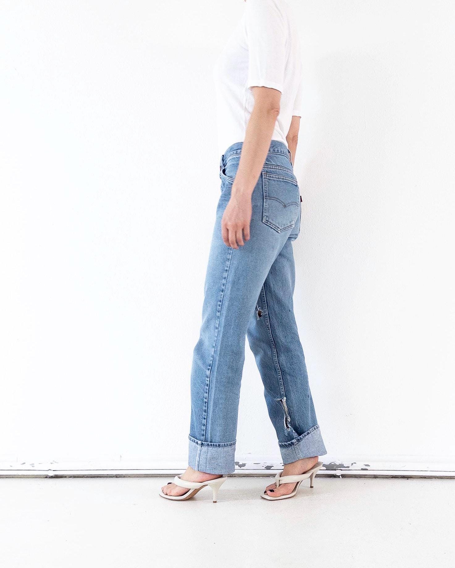 Vintage Levis Orange Tab Dad Jeans W29 W30 - 80s Made in Belgium Distressed Light Blue