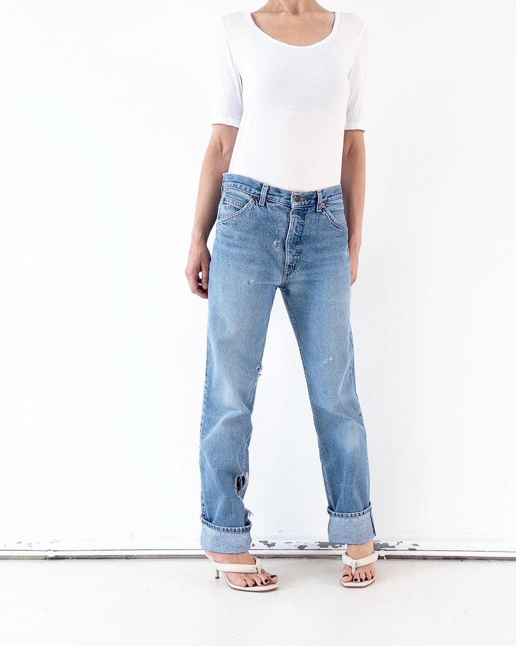 Vintage Levis Orange Tab Dad Jeans W29 W30 - 80s Made in Belgium Distressed Light Blue