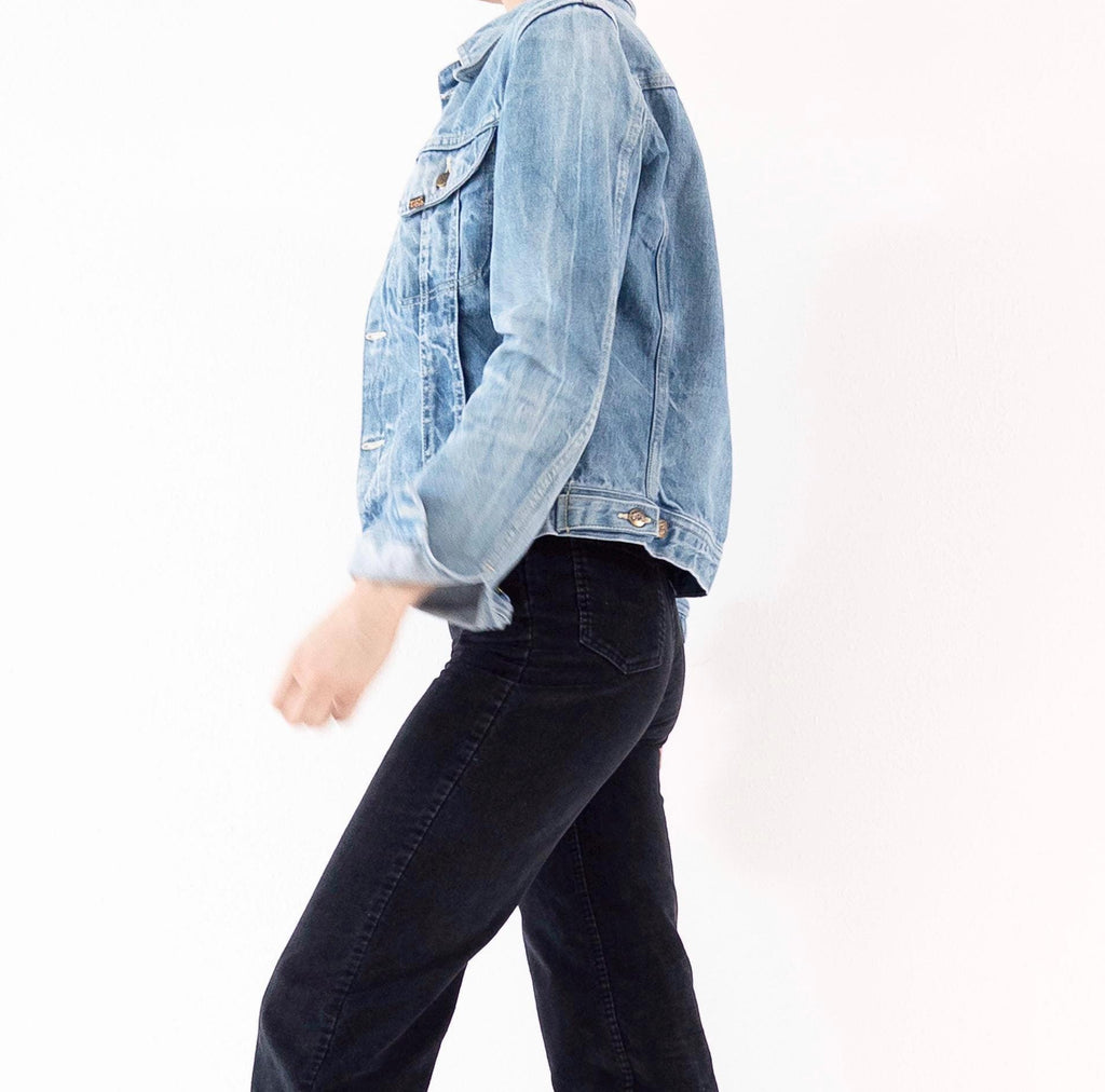 Lois Jeansjacke 70s Vintage Faded Mid to Light Blue Trucker Jacket S Made in Spain