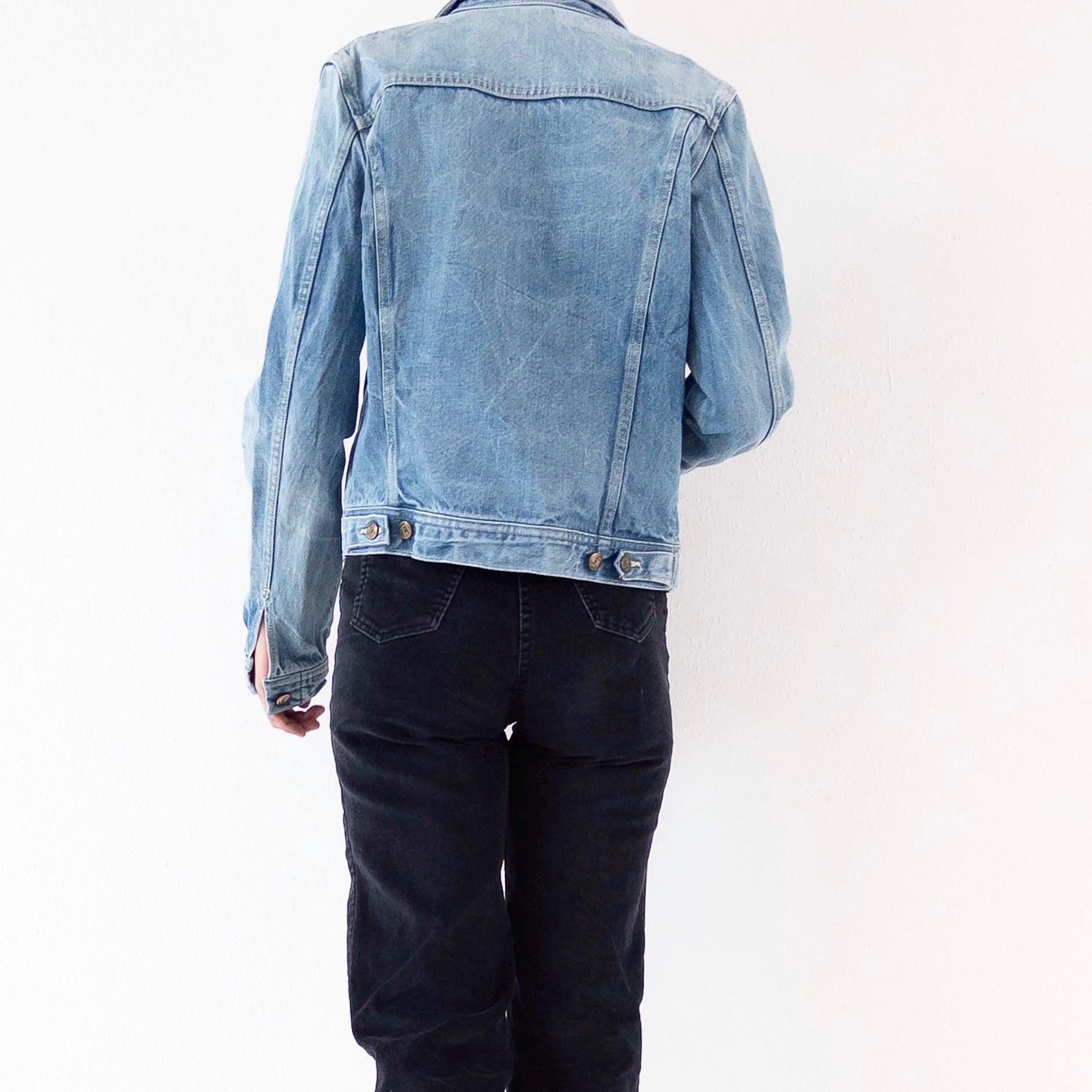Lois Jeansjacke 70s Vintage Faded Mid to Light Blue Trucker Jacket S Made in Spain