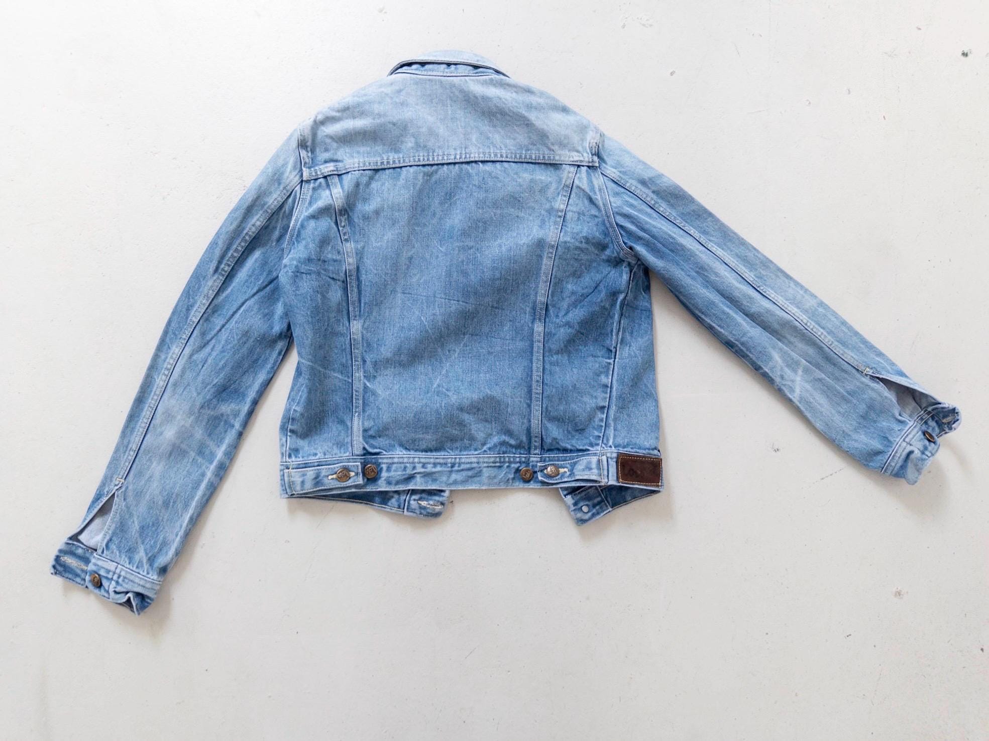 Lois Jeansjacke 70s Vintage Faded Mid to Light Blue Trucker Jacket S Made in Spain