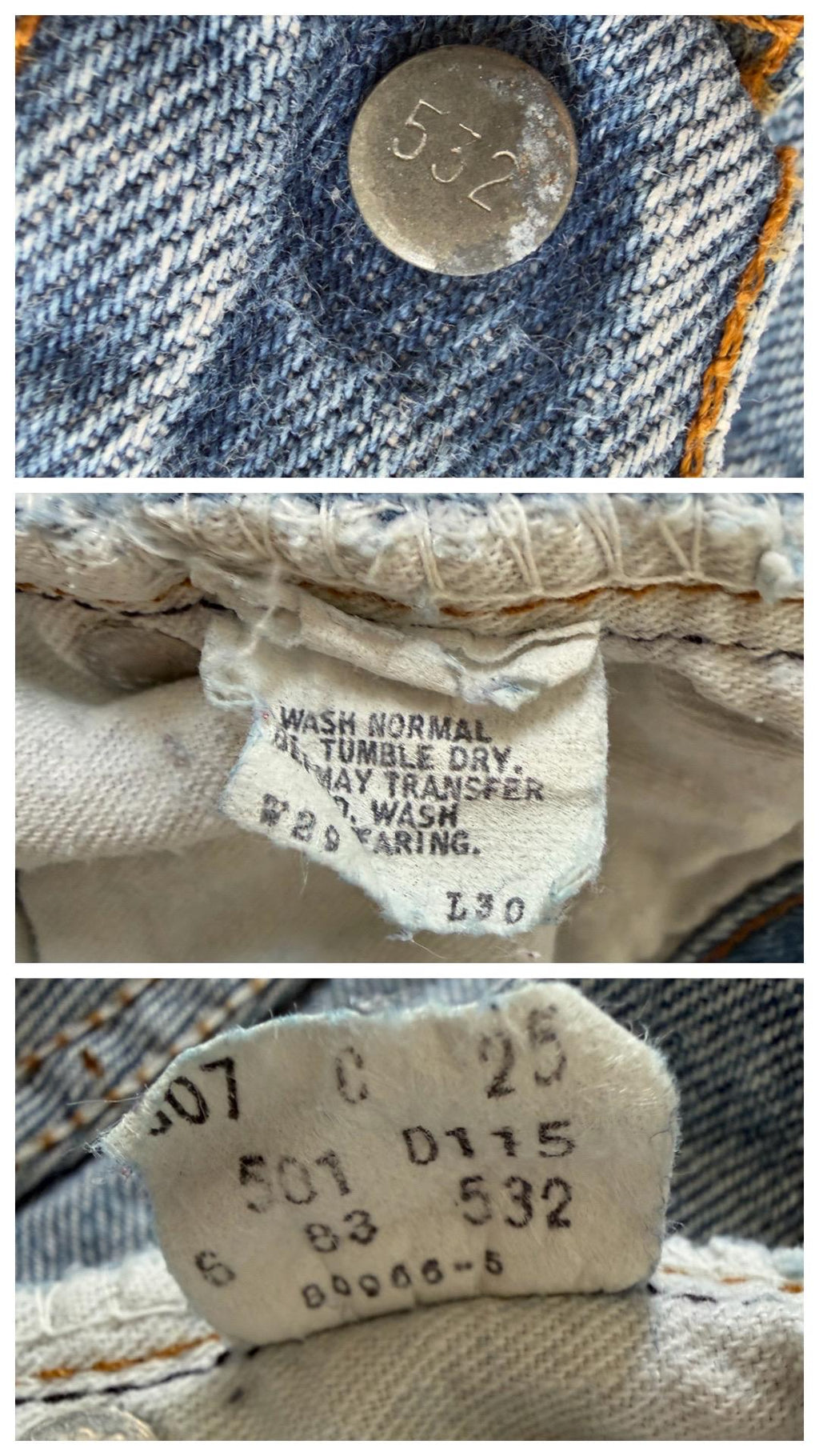 Levis 501 Jeans W27 L29 80s Vintage Made in USA Distressed Faded Mid Blue Denim 1983
