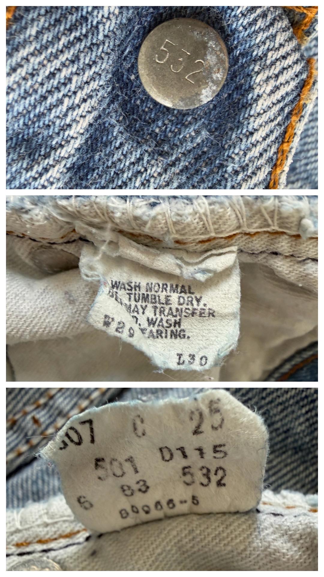 Levis 501 Jeans W27 L29 80s Vintage Made in USA Distressed Faded Mid Blue Denim 1983