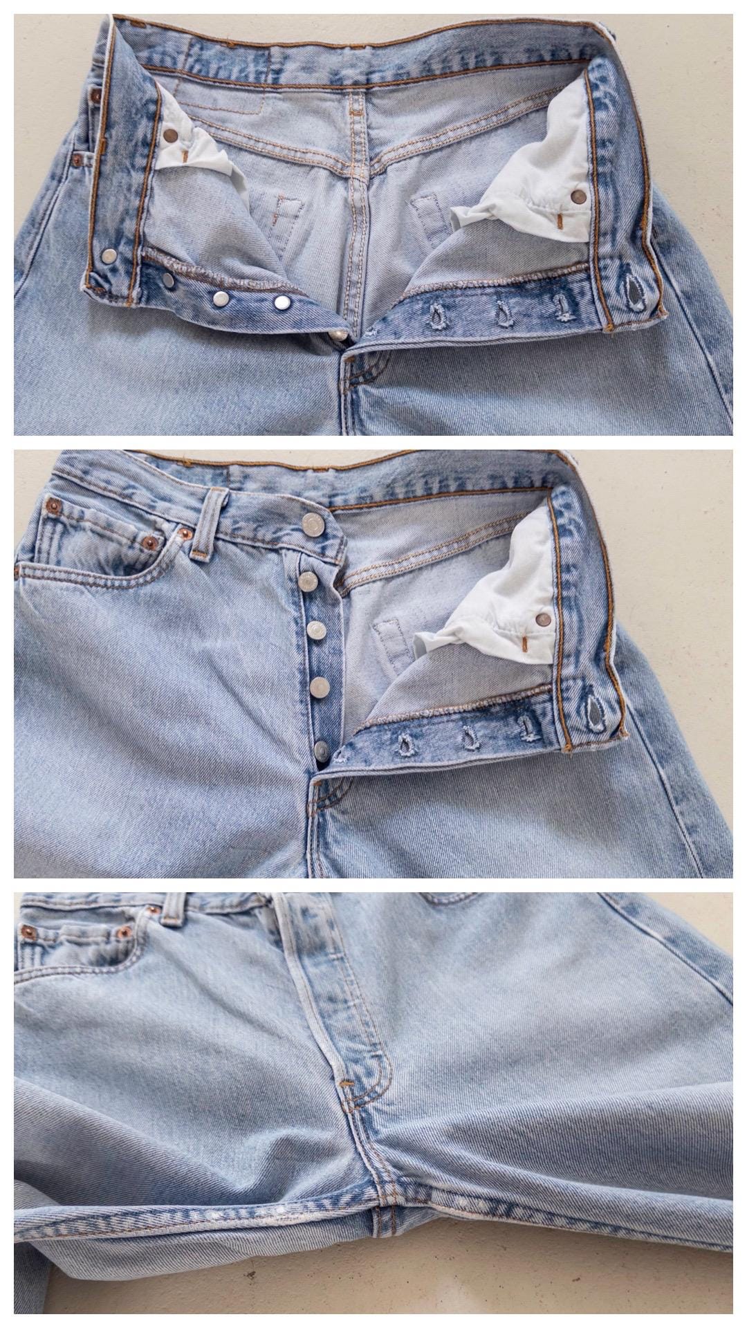 Levis 501 Jeans W28-29 L33 90s Vintage Made in USA Light Blue 501 Denim 1997