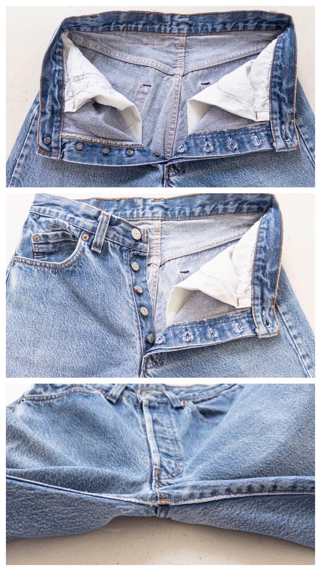 Levis 501 Jeans W27 L29 80s Vintage Made in USA Distressed Faded Mid Blue Denim 1983