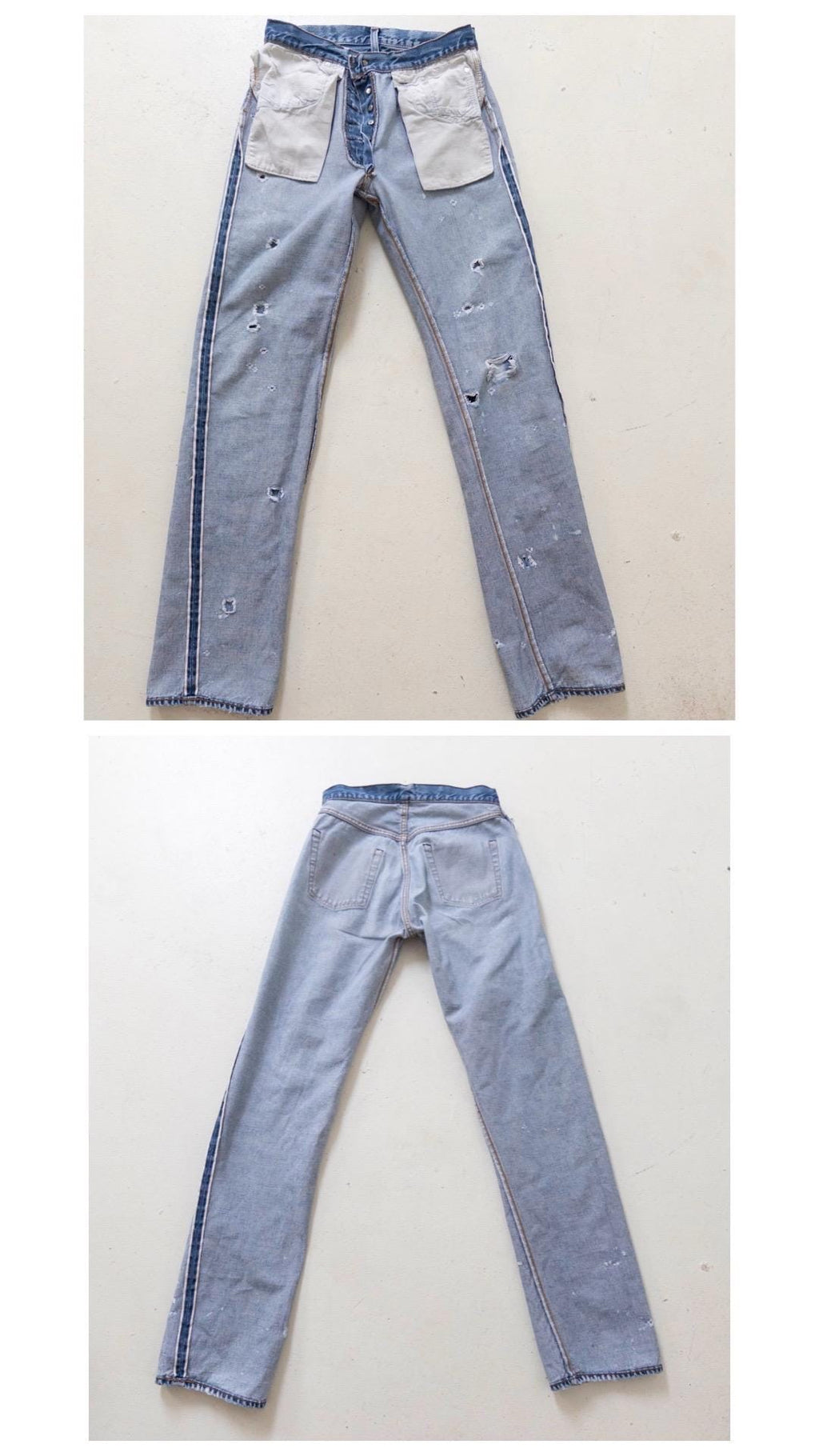 Levis 501 Selvedge Redline Jeans W28-29 L36 80s Vintage Made in USA Distressed Faded Mid Blue Denim 1982