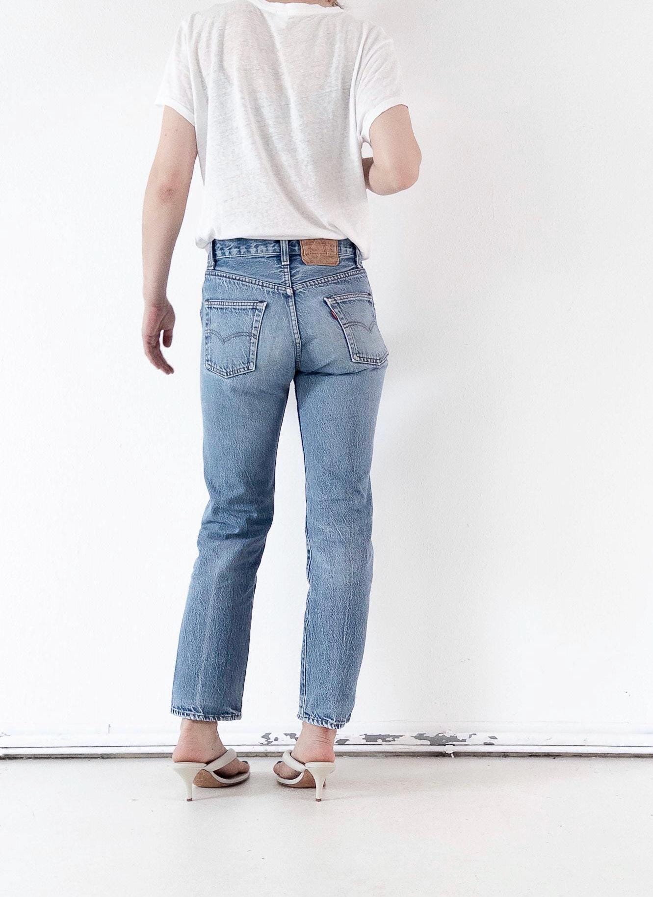 Levis 501 Jeans W27 L29 80s Vintage Made in USA Distressed Faded Mid Blue Denim 1983