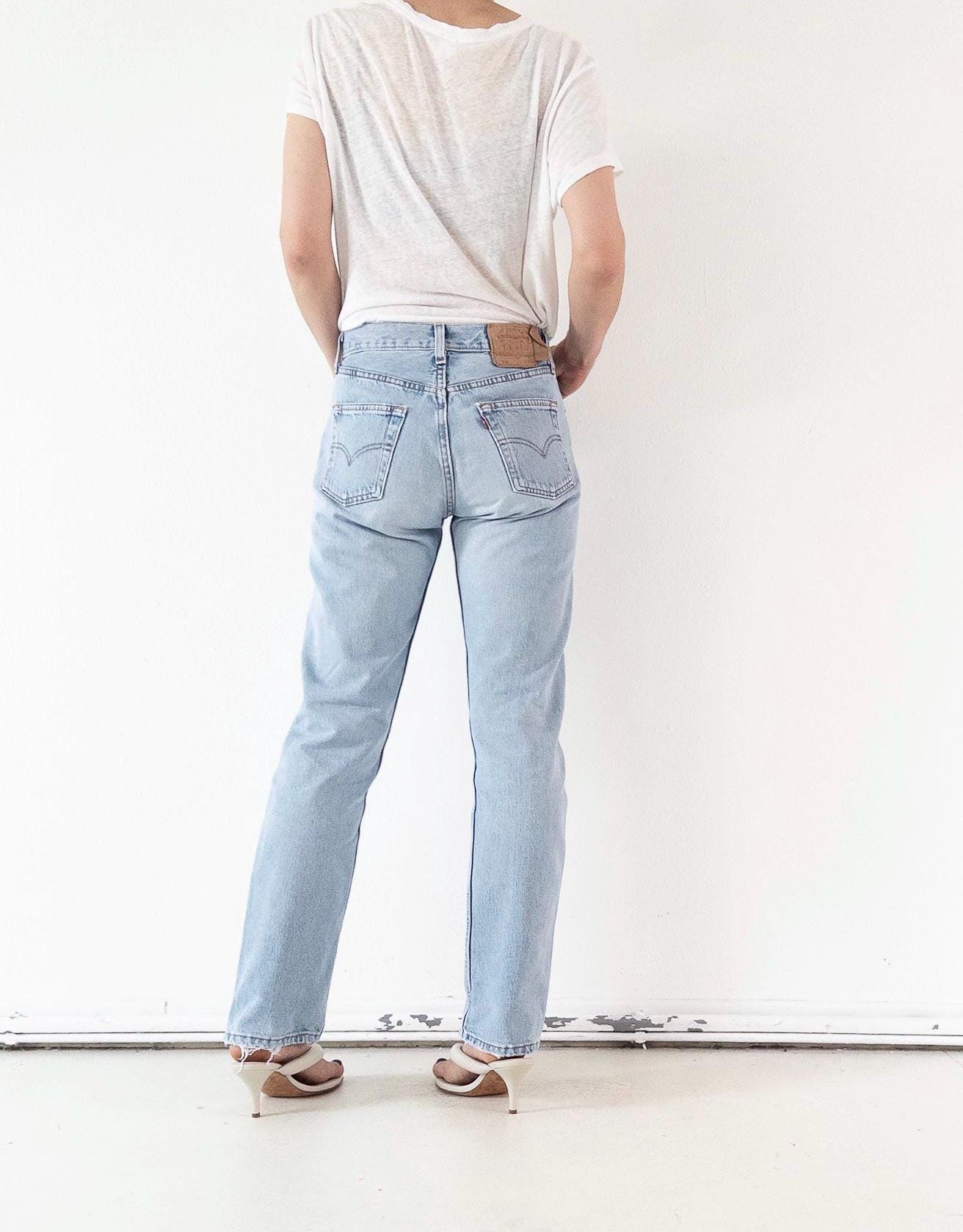 Levis 501 Jeans W28-29 L33 90s Vintage Made in USA Light Blue 501 Denim 1997