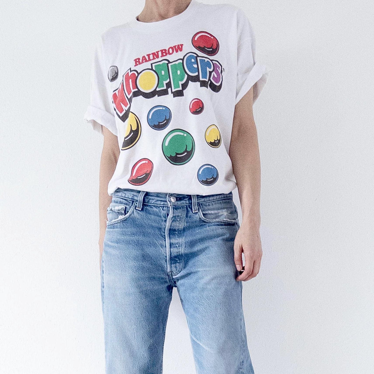 Gr. L T-Shirt Rainbow Whoppers Candy Graphic Single Stitch 90s Vintage Spoof Tee