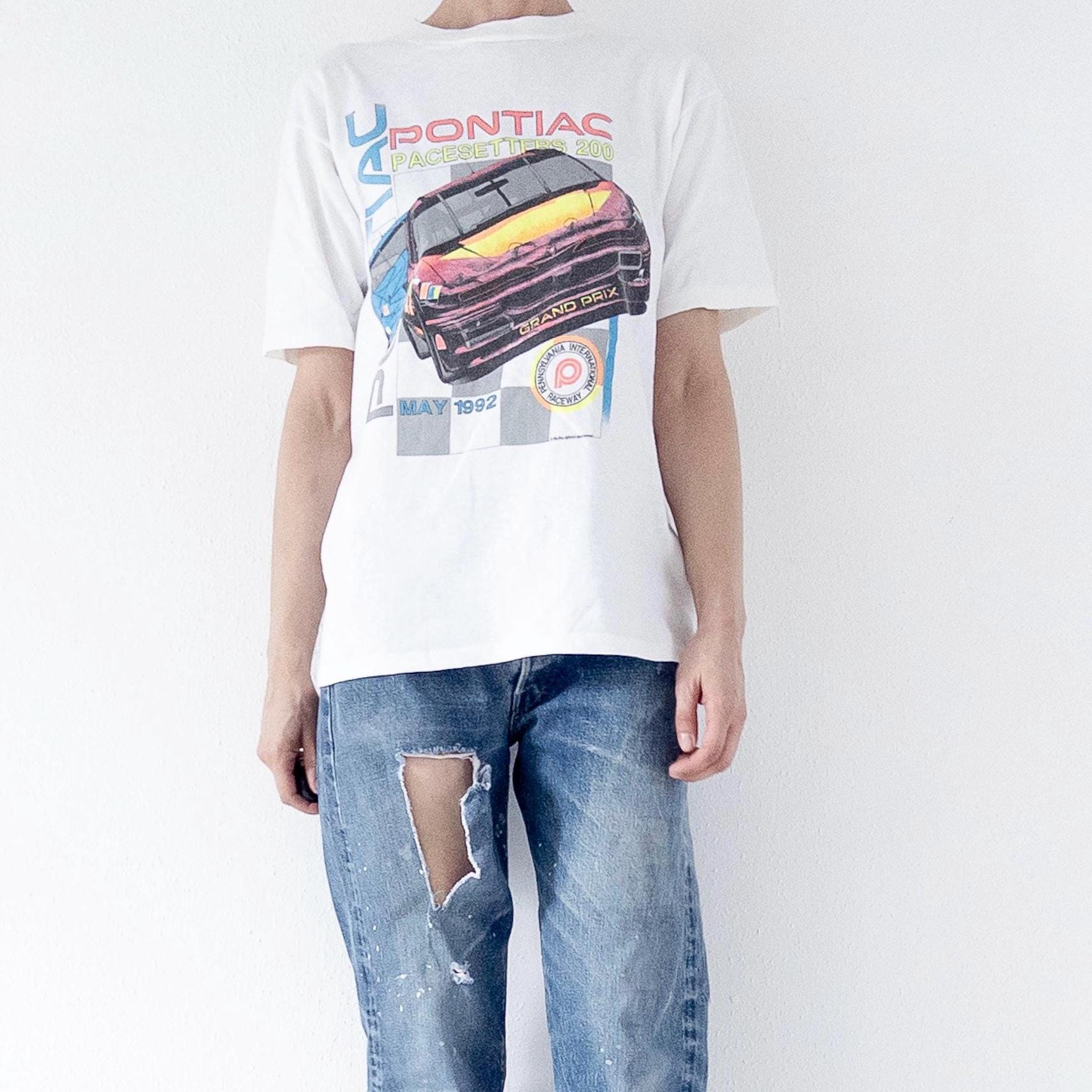 Gr. M - L Oneita Power-T Nascar Pontiac Pacesetters 200 Single Stitch T-Shirt 90s Vintage Made in USA