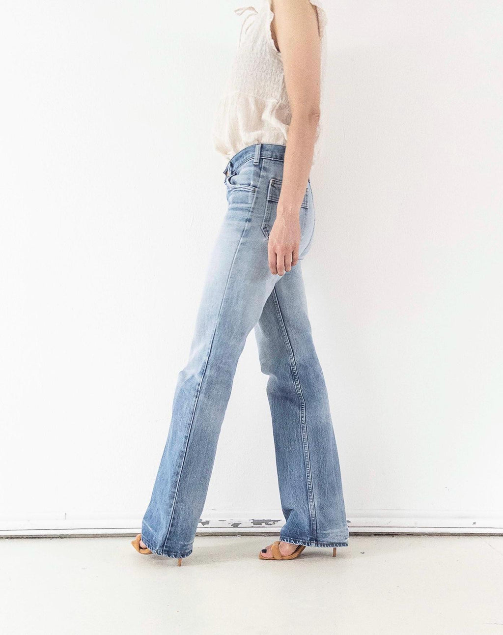 Levis Jeans W28 W29 L35 Orange Tab 70s Vintage Made in Belgium Fade Light Blue Distressed Denim 1978